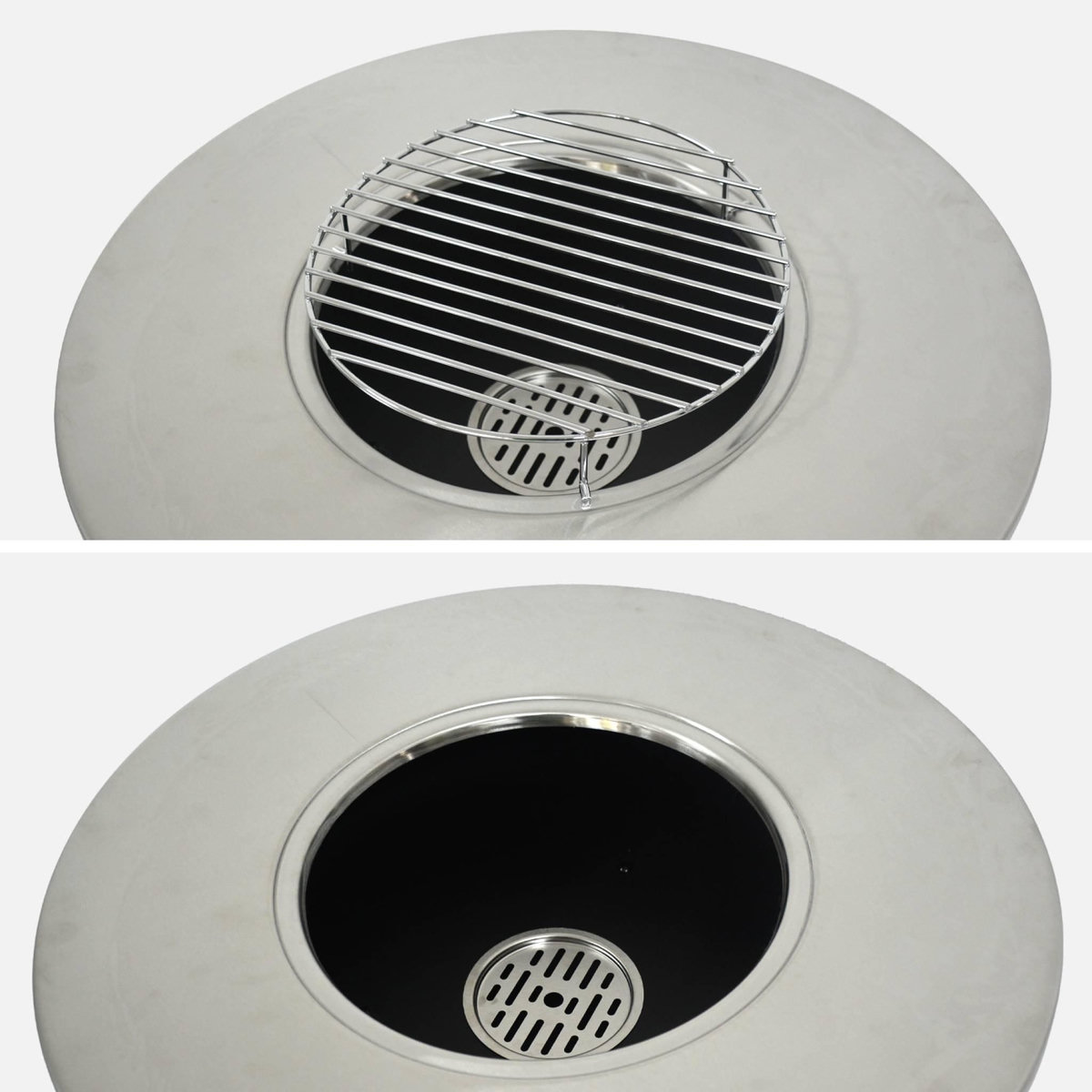 SWEEEK Brasero barbecue Ø59cm noir avec grille de cuisson et espace de rangement - Izalco