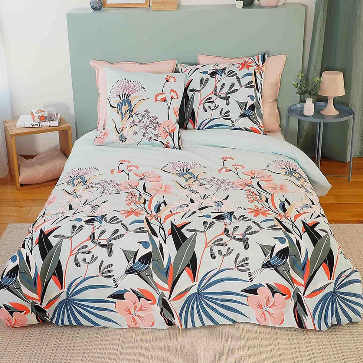 Home collection Parure housse de couette 100% satin de coton bio 78fils paya