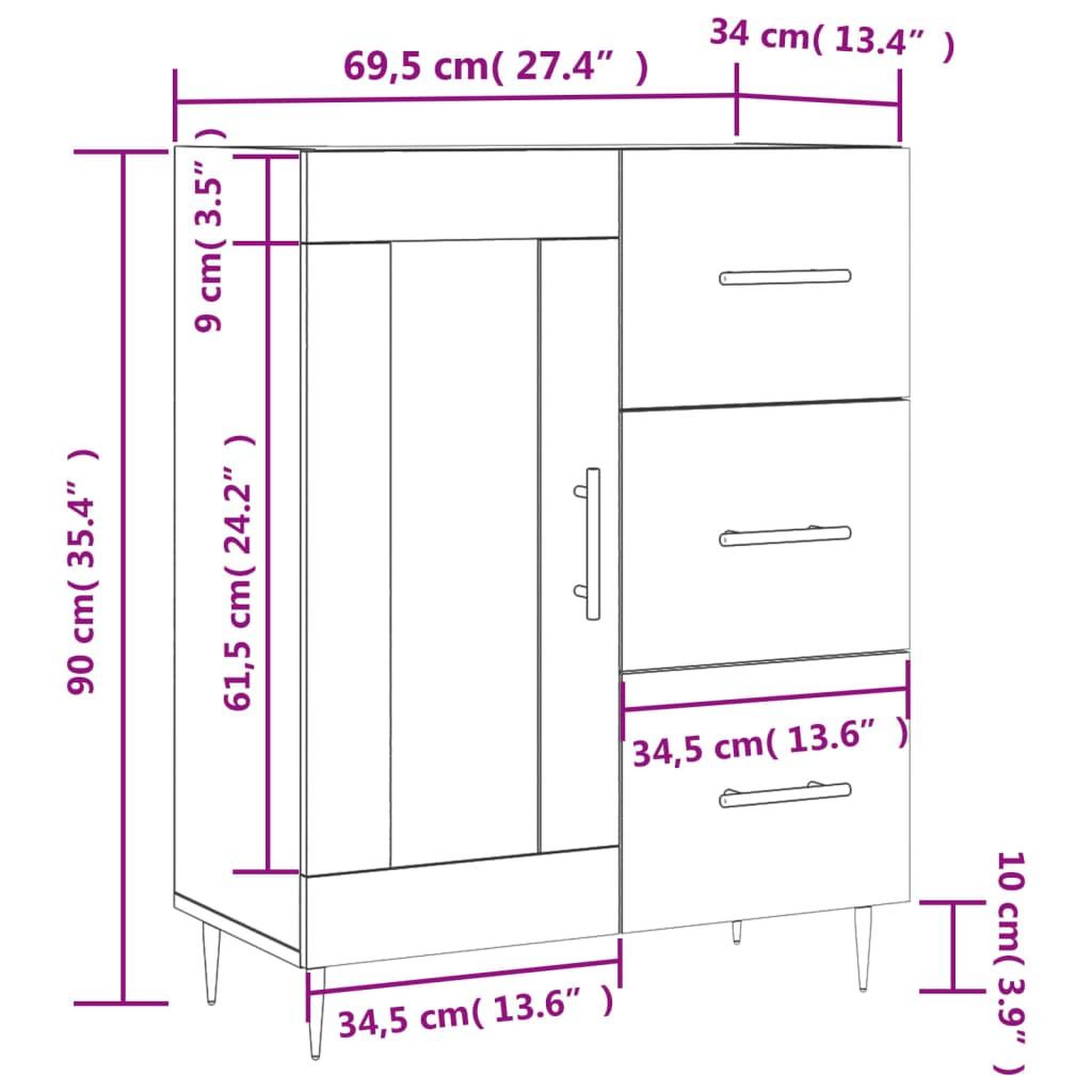 Voir la diapositive 6 : VIDAXL Buffet sonoma gris 69,5x34x90 cm bois d'ingenierie
