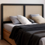 Voir la diapositive 2 : ID MARKET Tête de lit sur pied EDHEN 160 cm cannage et bois noir