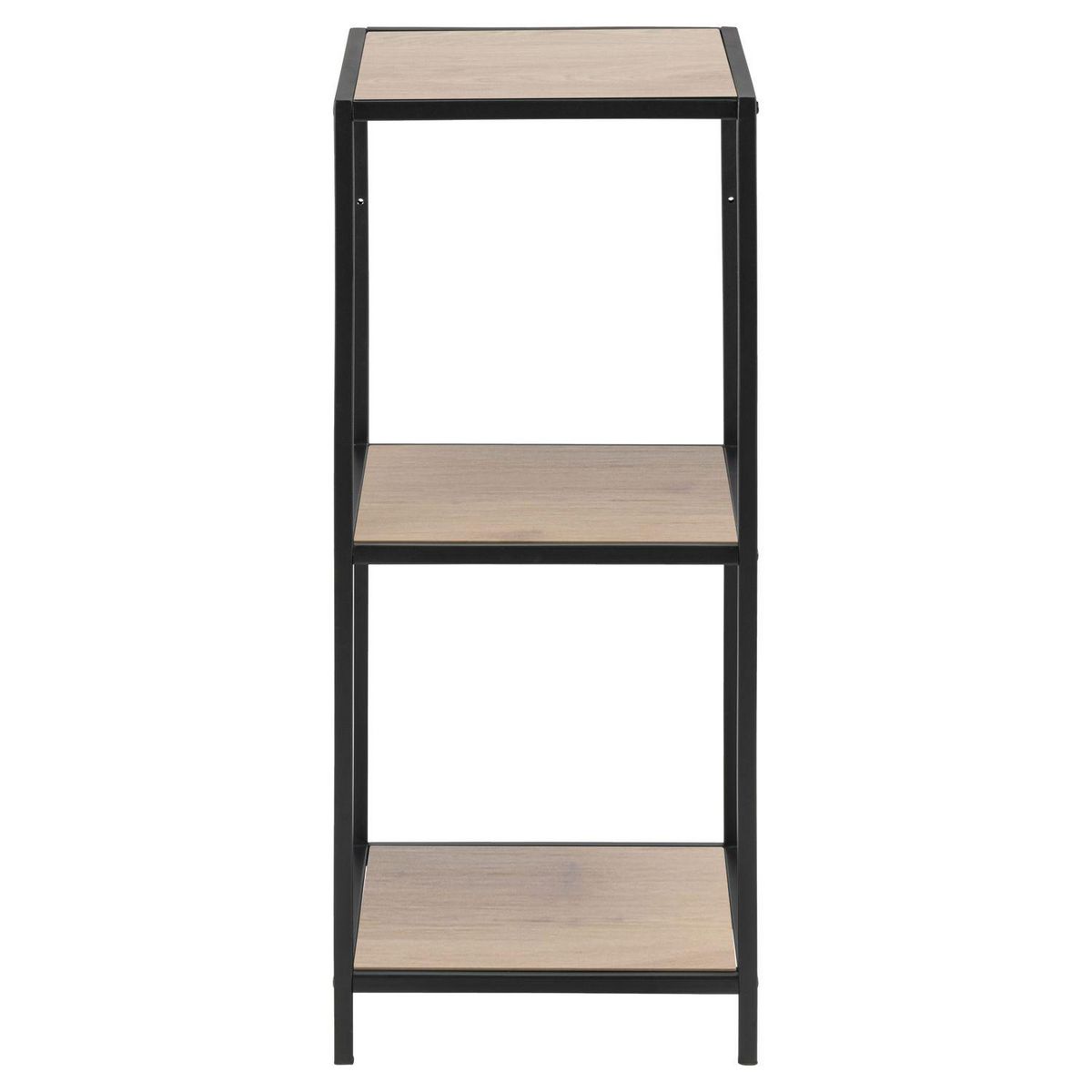 TOILINUX Bibliothèque droite petit modèle 2 niveaux en MDF et Métal - Beige et Noir