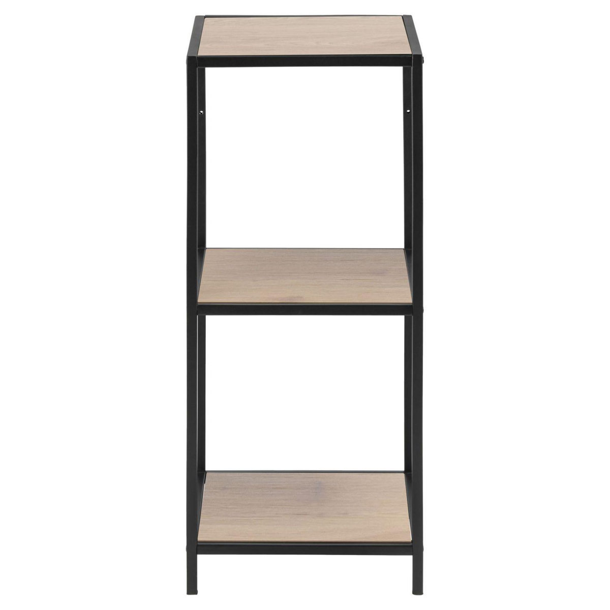 TOILINUX Bibliothèque droite petit modèle 2 niveaux en MDF et Métal - Beige et Noir