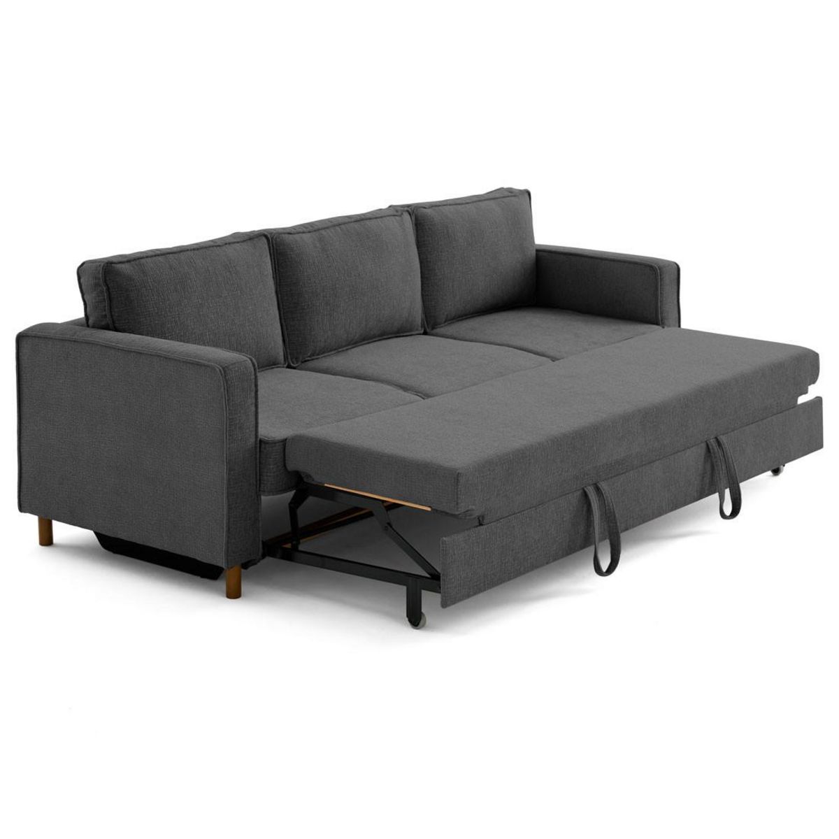 LISA DESIGN Jake - canapé droit 3 places convertible en tissu velours relief