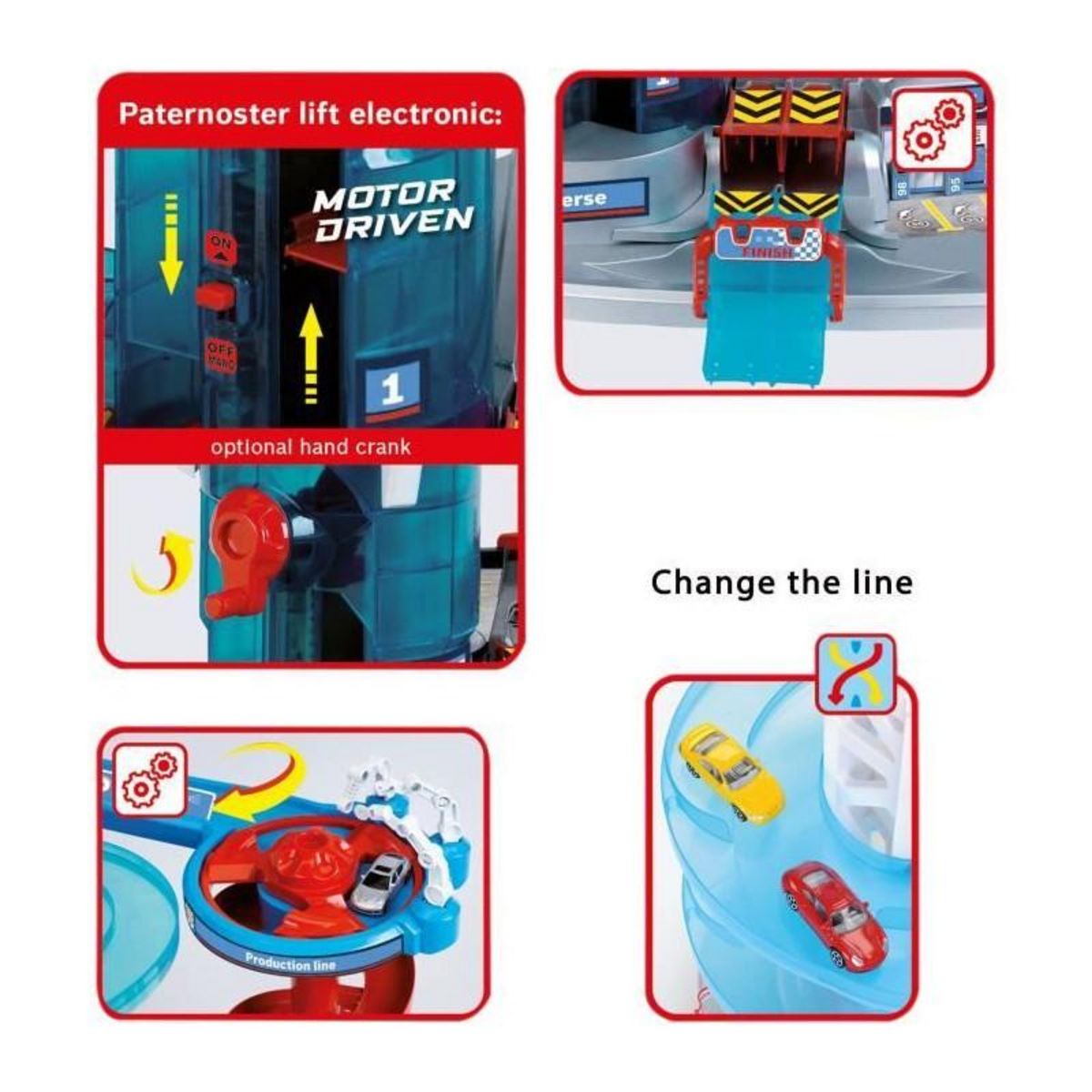 Klein Jouet de garage - KLEIN - Garage Bosch Car Service Mega Universe - Comprend divers éléments de jeu et 5 véhicules.