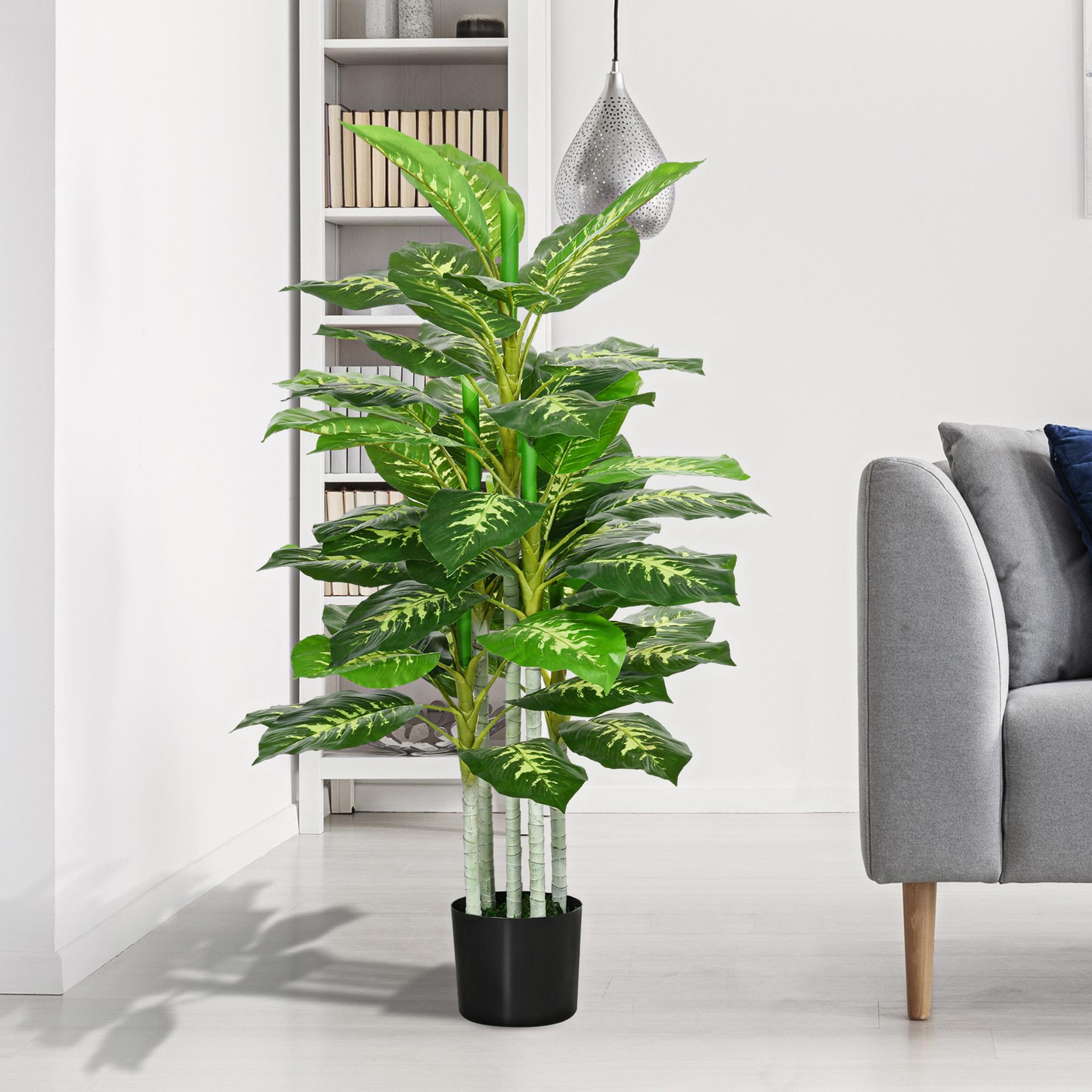 Voir la diapositive 4 : HOMCOM Arbre artificiel plante artificielle Calathea H. 120 cm tronc branches lichen feuilles grand réalisme pot inclus