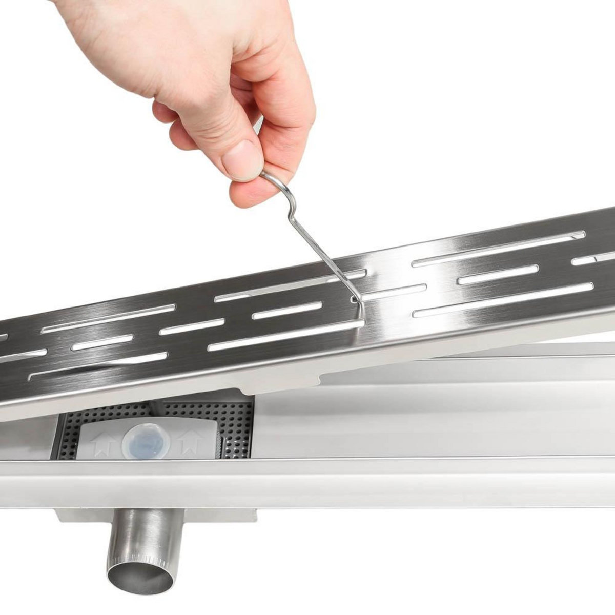 tectake Caniveau de douche en acier inoxydable gris