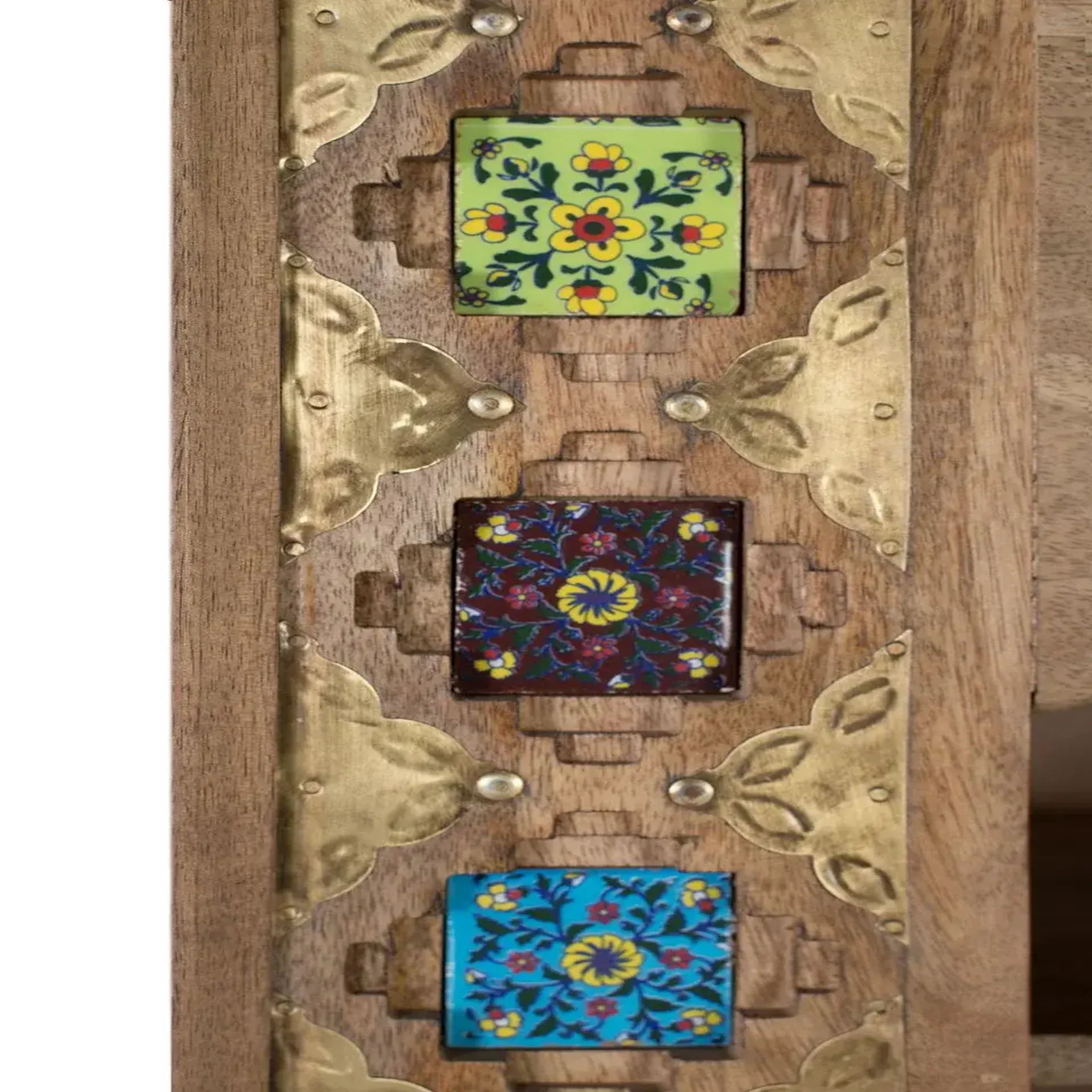 Voir la diapositive 4 : GINER Y COLOMER SL Bibliothèque en bois de manguier 90 cm style artisanal ethnique
