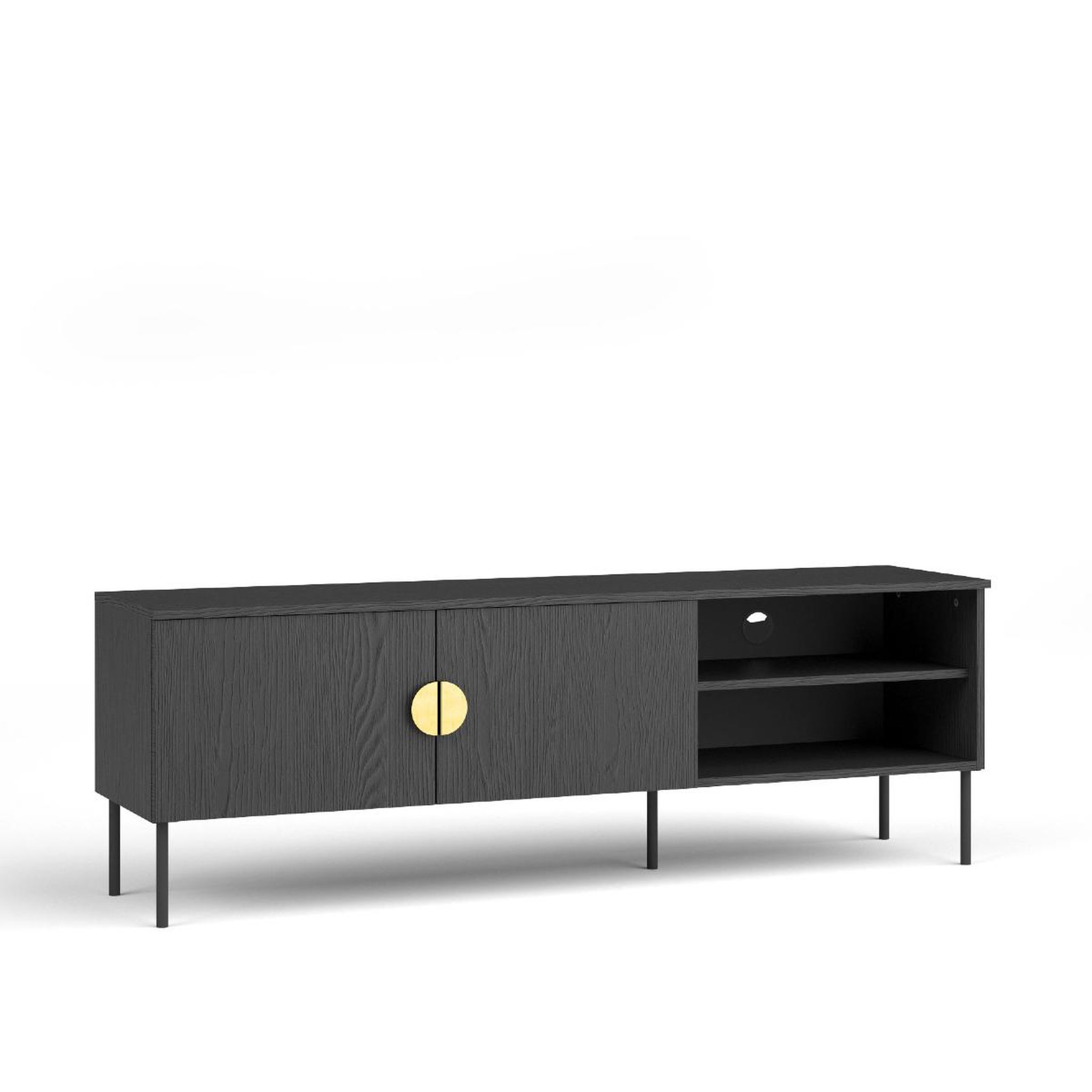 JLC KREATION Meuble tv moderne noir et or 160cm dimitri