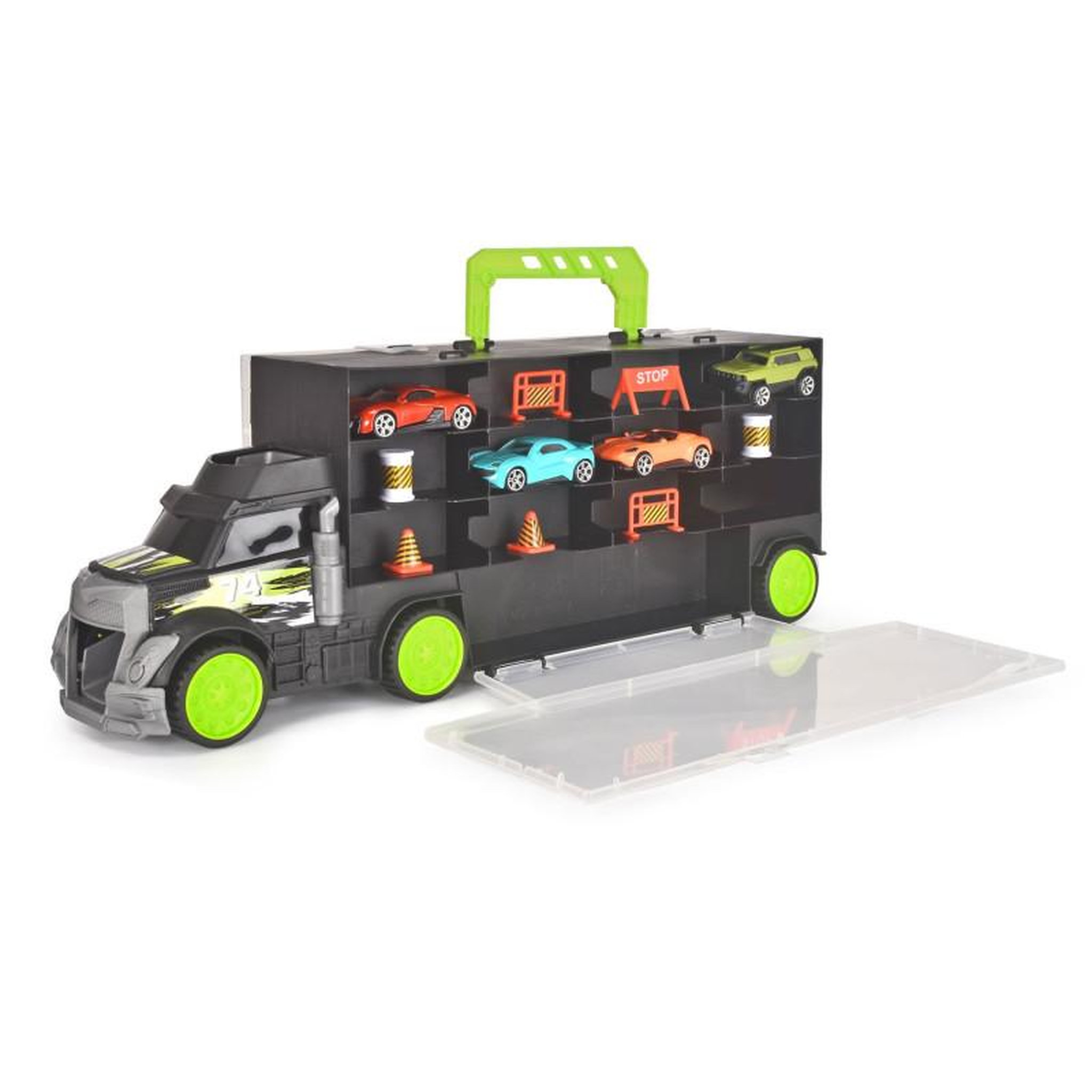 Dickie DICKIE Transporter with 4 Die-cast Cars and Accessories