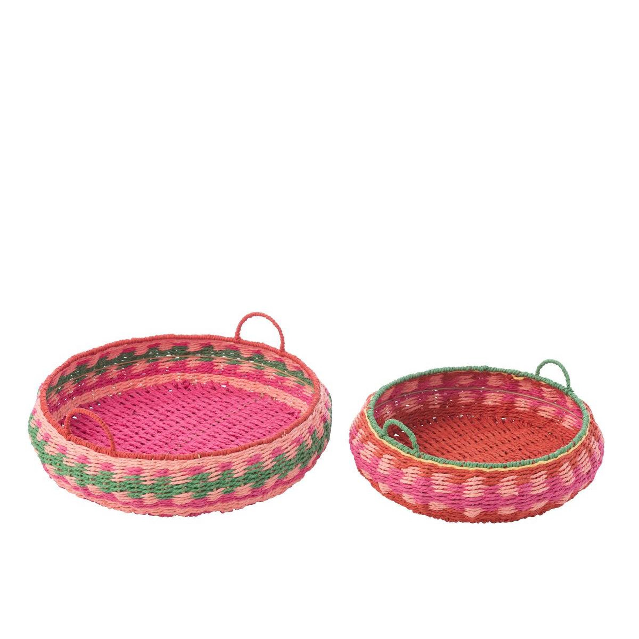 Voir la diapositive 2 : J-LINE Lot de 2 plateaux déco  dia  50cm multicolore
