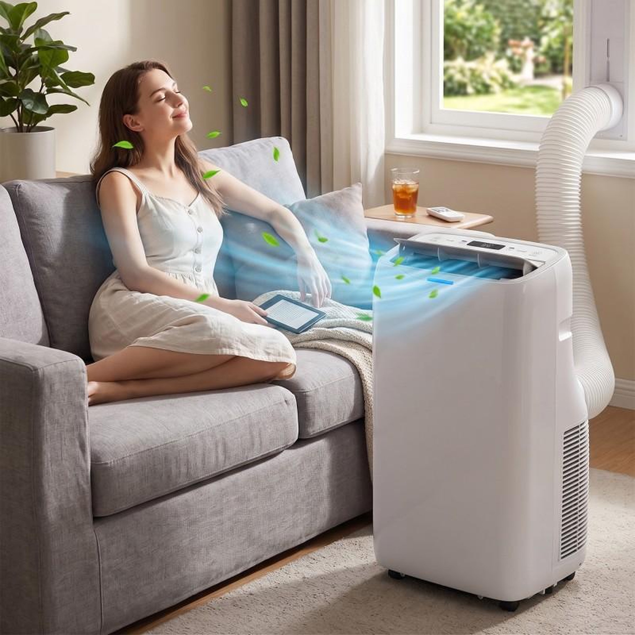 Voir la diapositive 2 : Climatiseur portable - 14000 btu - froid & chaud - wi-fi