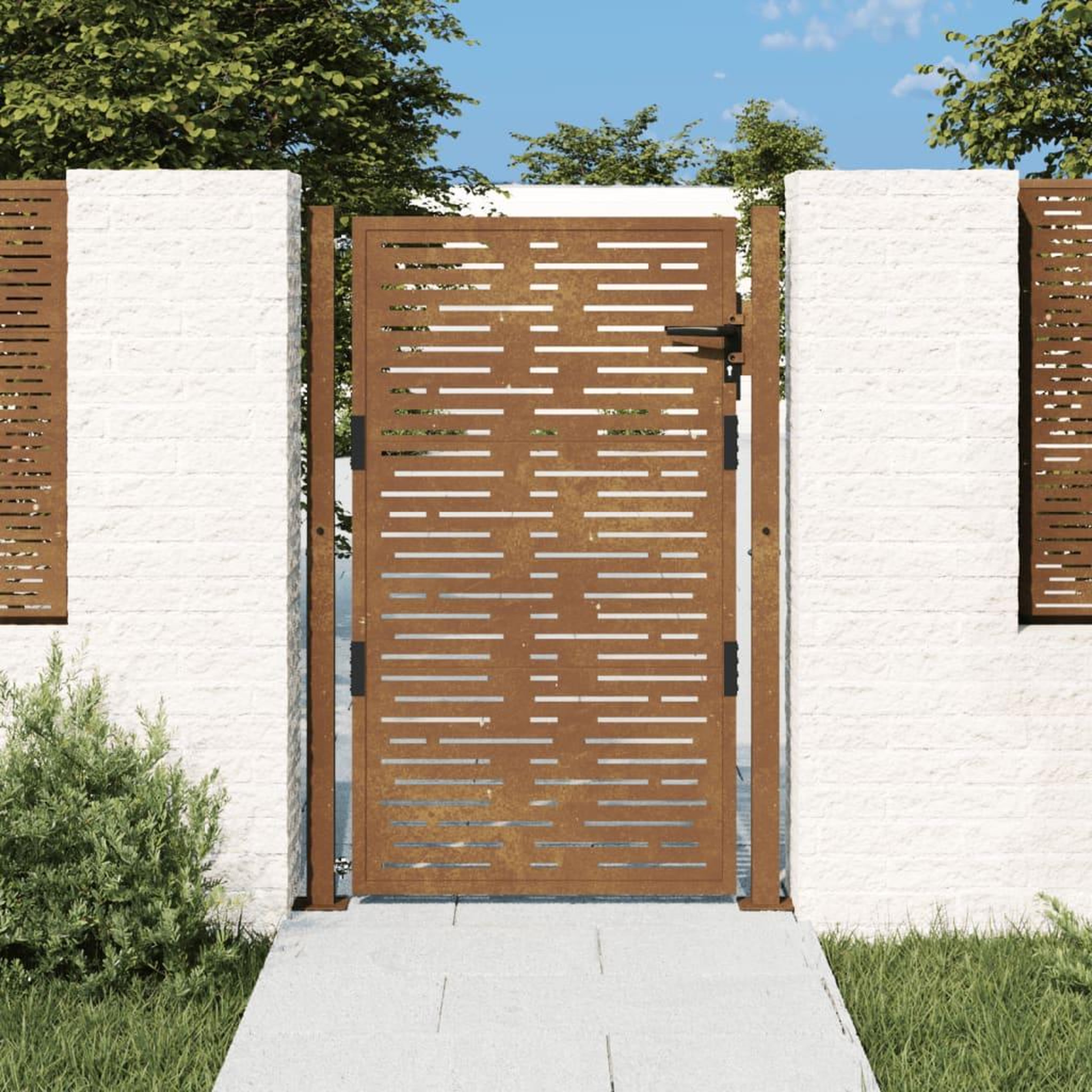 VIDAXL Portail de jardin 105x130 cm acier corten conception de carre