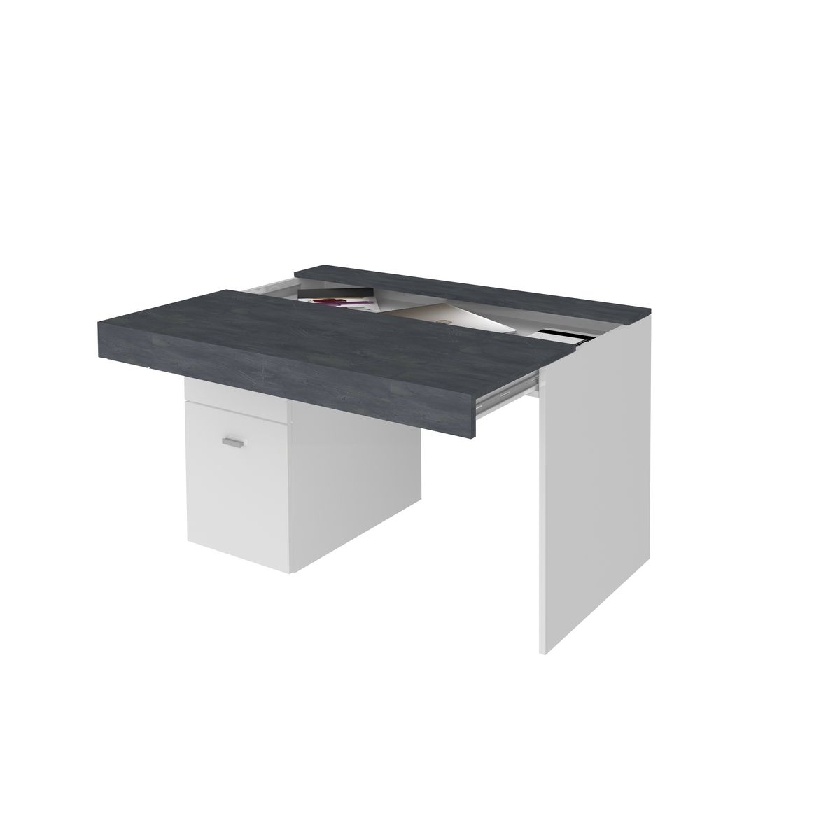 Bureau 1 porte 1 tiroir avec plateau coulissant et rangement 100 cm TAVIANO