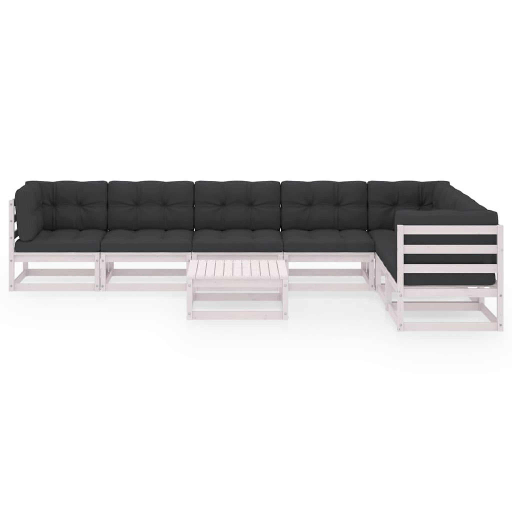 Voir la diapositive 3 : VIDAXL Salon de jardin avec coussins 8 pcs blanc bois de pin massif