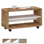 IDIMEX Meuble TV sur roulettes ISABA avec 2 niches, en mélaminé. Coloris disponibles : Bicolore, Marron