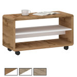 IDIMEX Meuble TV sur roulettes ISABA avec 2 niches, en mélaminé. Coloris disponibles : Bicolore