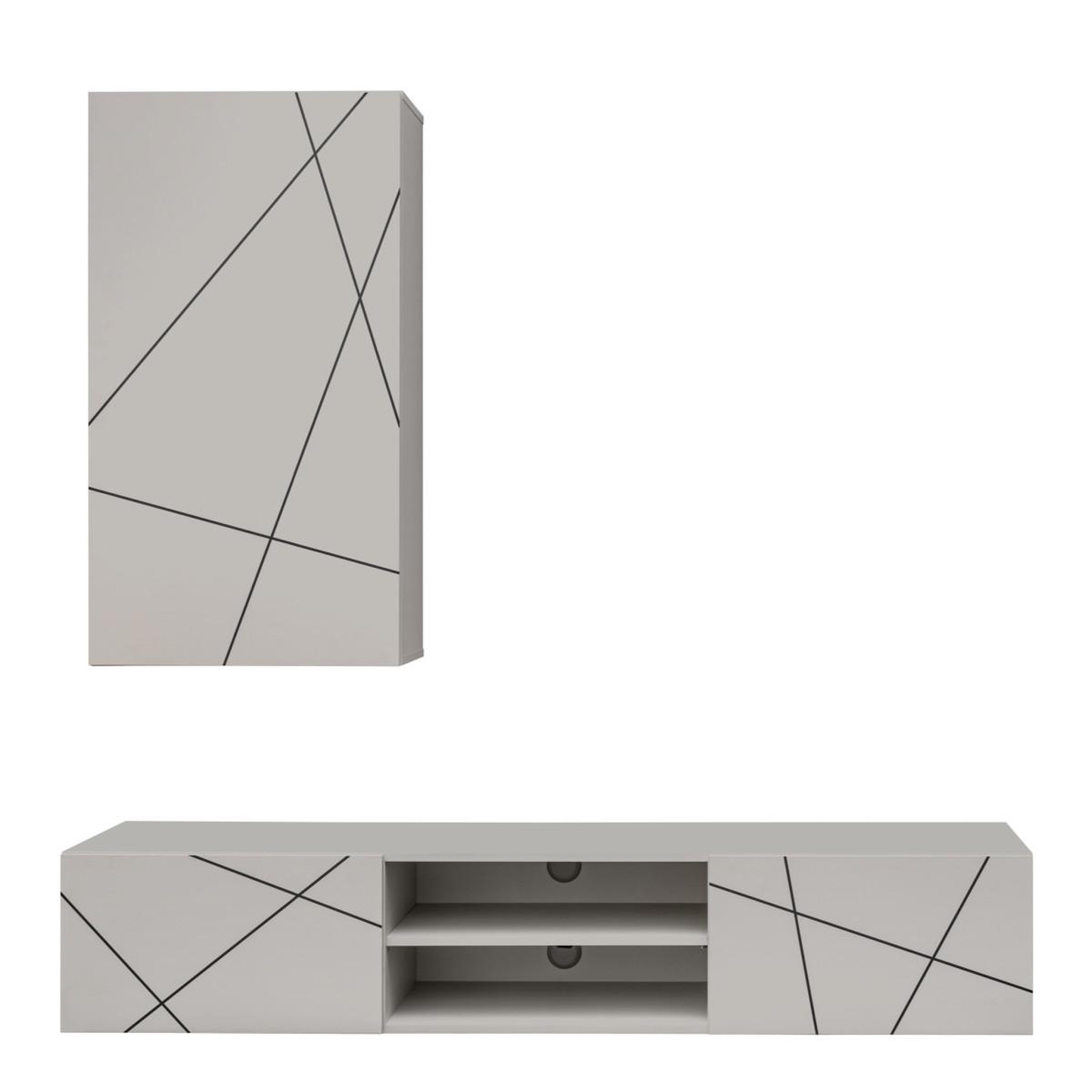 Voir la diapositive 2 : Paris Prix Ensemble meuble tv 2p  geo  180cm beige