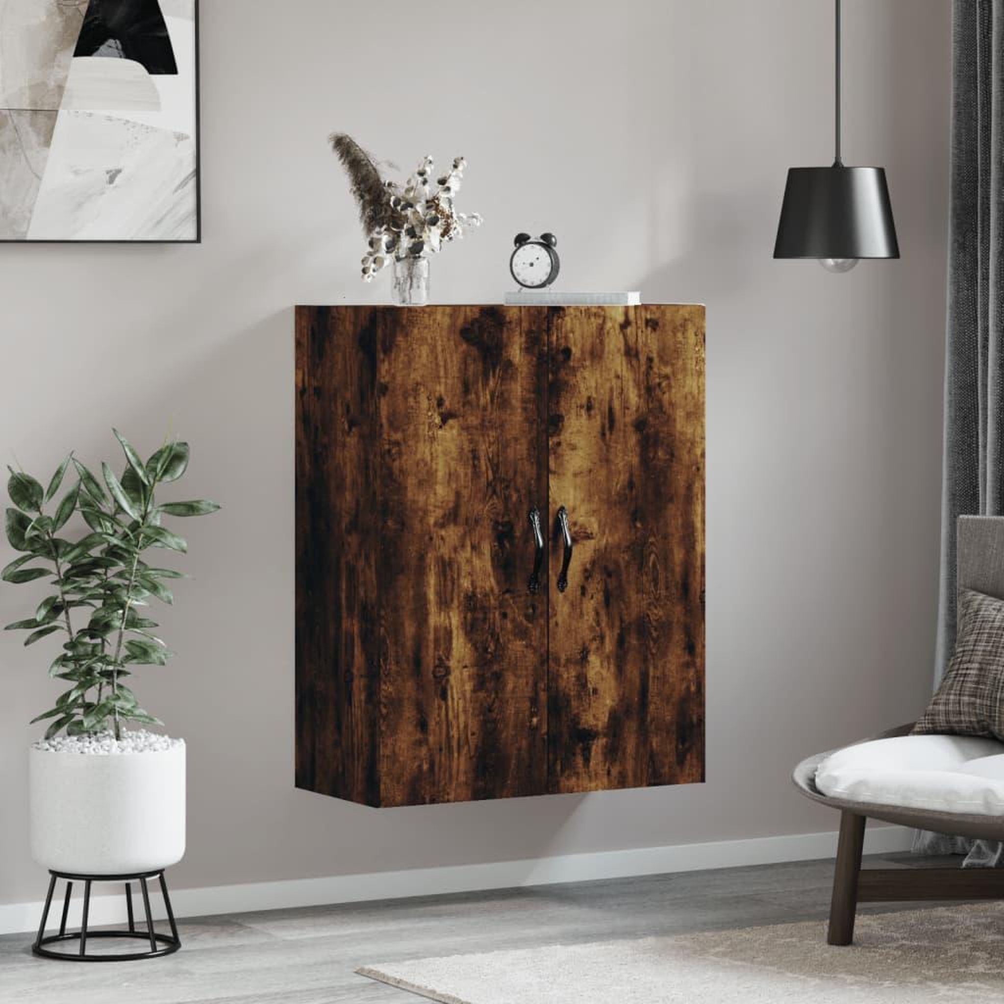 Voir la diapositive 3 : VIDAXL Armoire murale chene fume 69,5x34x90 cm bois d'ingenierie