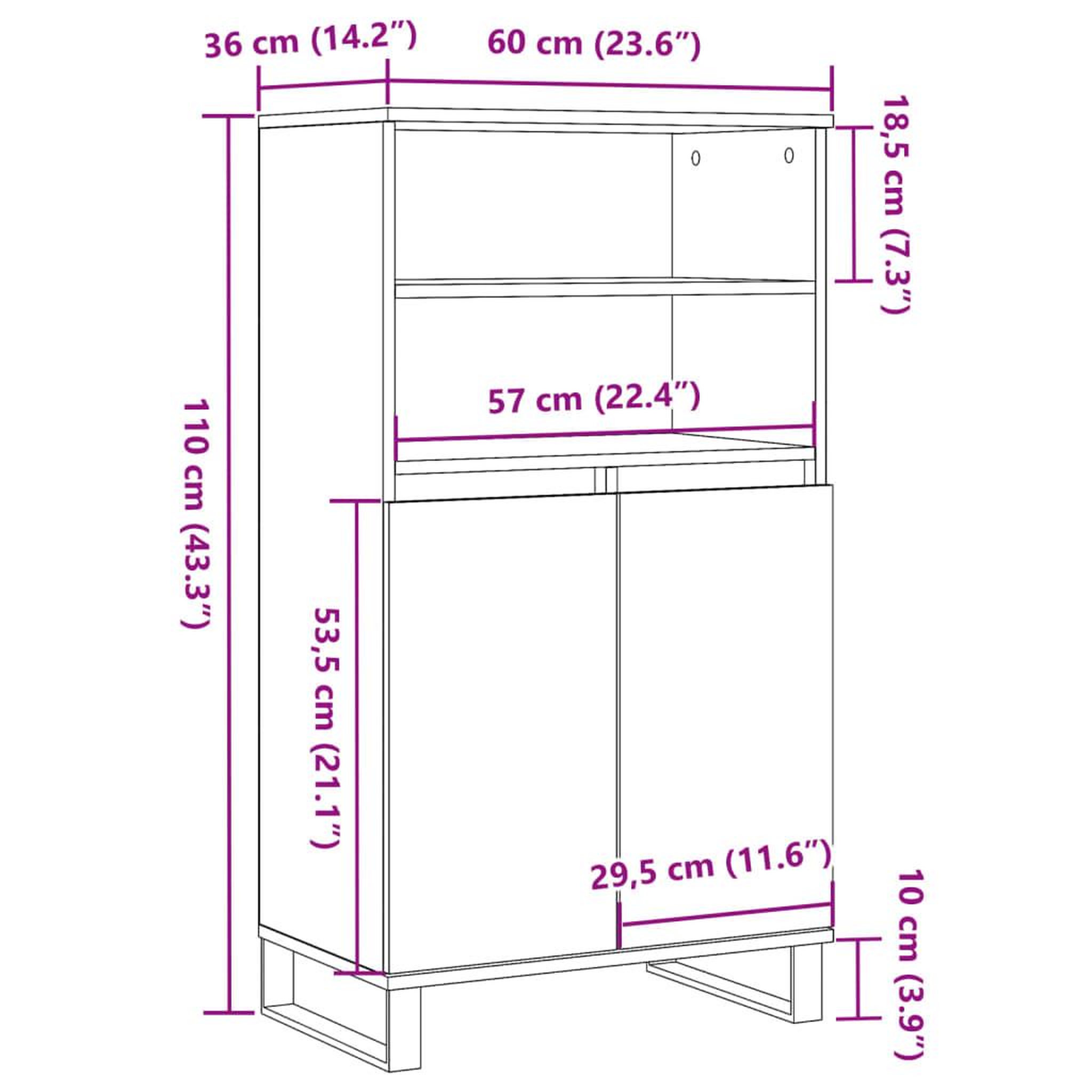 Voir la diapositive 6 : VIDAXL Buffet haut chene artisanal 60x36x110 cm bois d'ingenierie