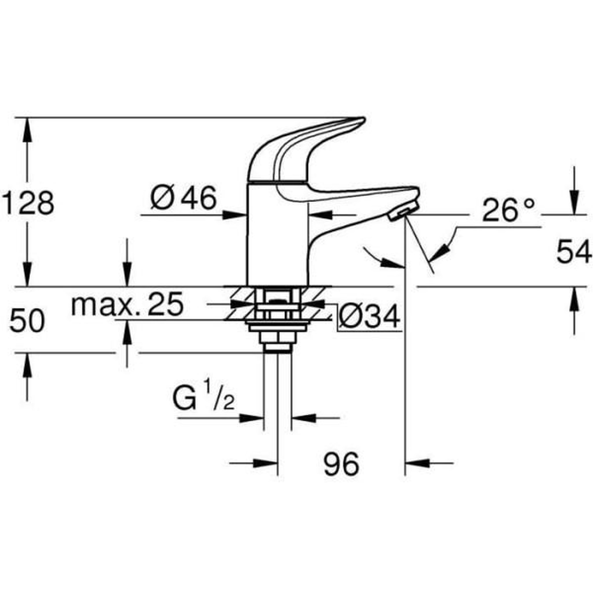 Voir la diapositive 3 : Grohe Robinet monofluide lave-mains - grohe swift - 20617001 - chromé- taille xs - economie d'eau