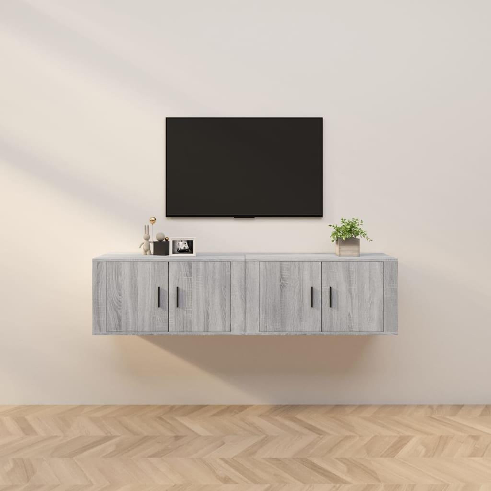 Voir la diapositive 1 : VIDAXL Meubles TV muraux 2 pcs sonoma gris 80x34,5x40 cm