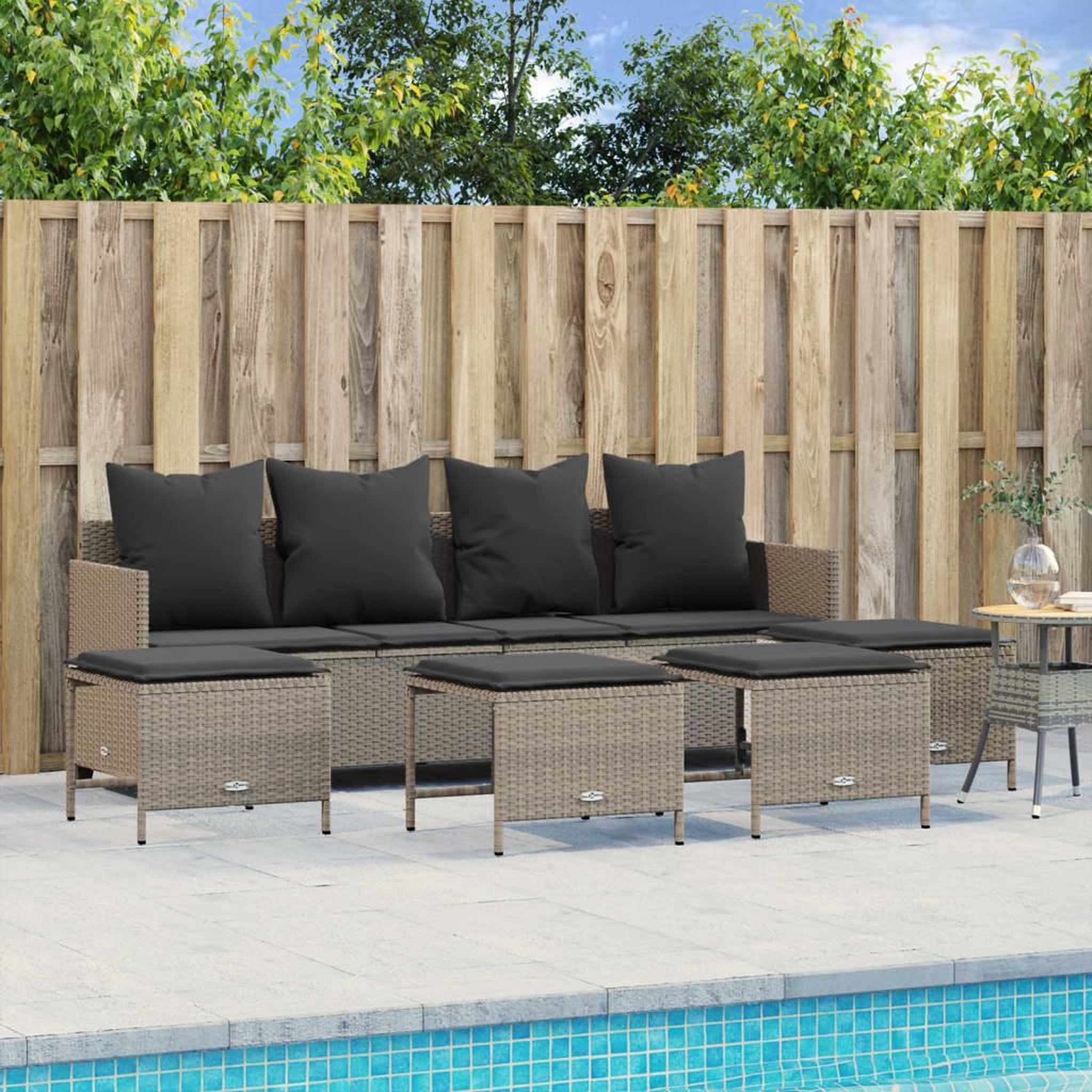 VIDAXL Salon de jardin 5 pcs avec coussins gris clair resine tressee