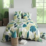 ATELIER DU COTON Parure Housse De Couette 100% Coton 57fils Tropicalia. Coloris disponibles : Multicolore