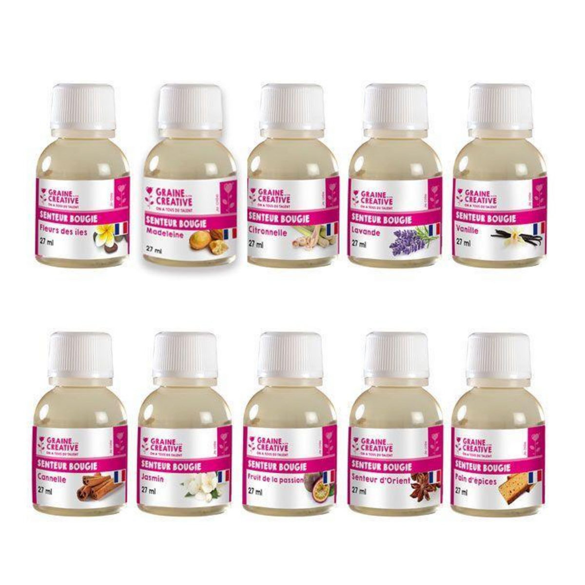 Graine créative Coffret 10 parfums pour bougies à faire soi-même 27 ml