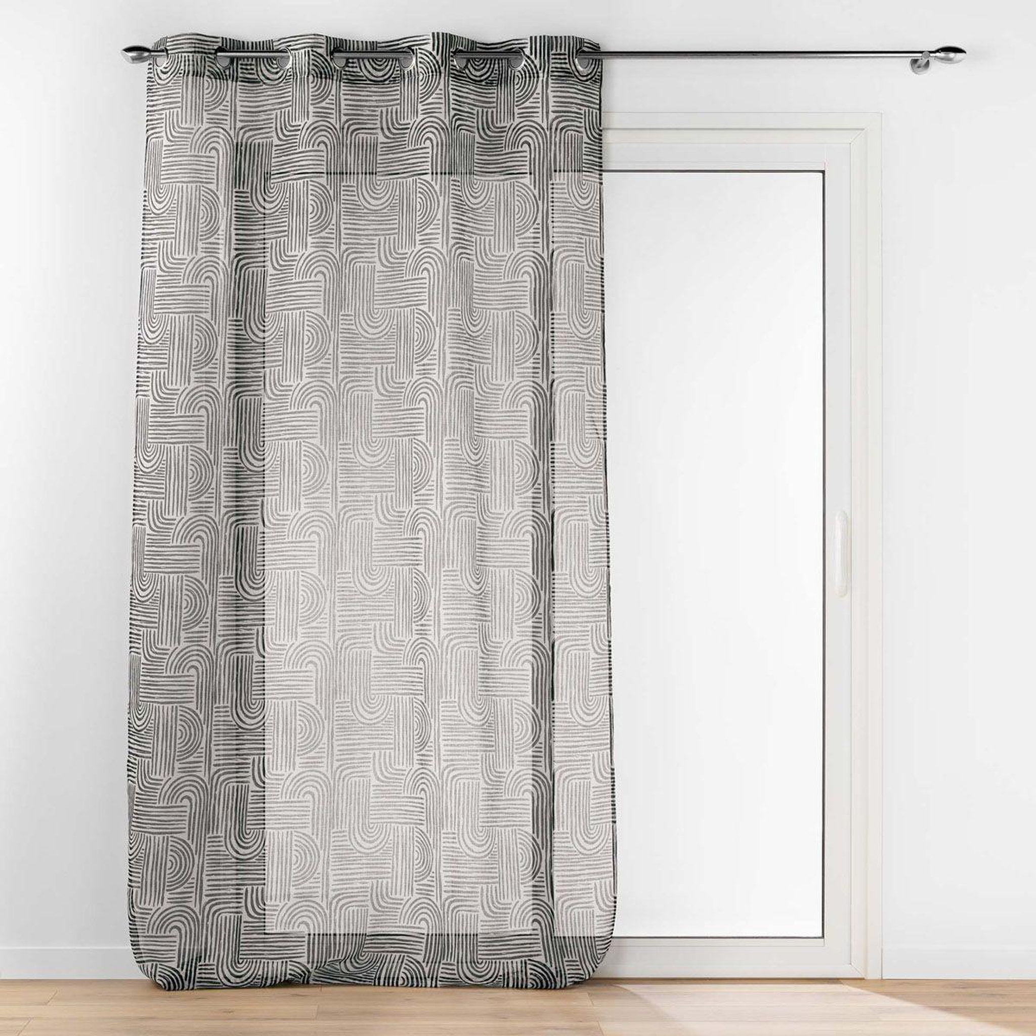 Douceur d'Intérieur Rideau voilage à œillets imprimé  pandore  140x240cm noir