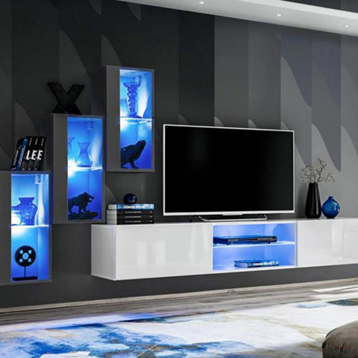 Paris Prix Ensemble Meuble TV  Switch XXII  210cm Gris & Blanc