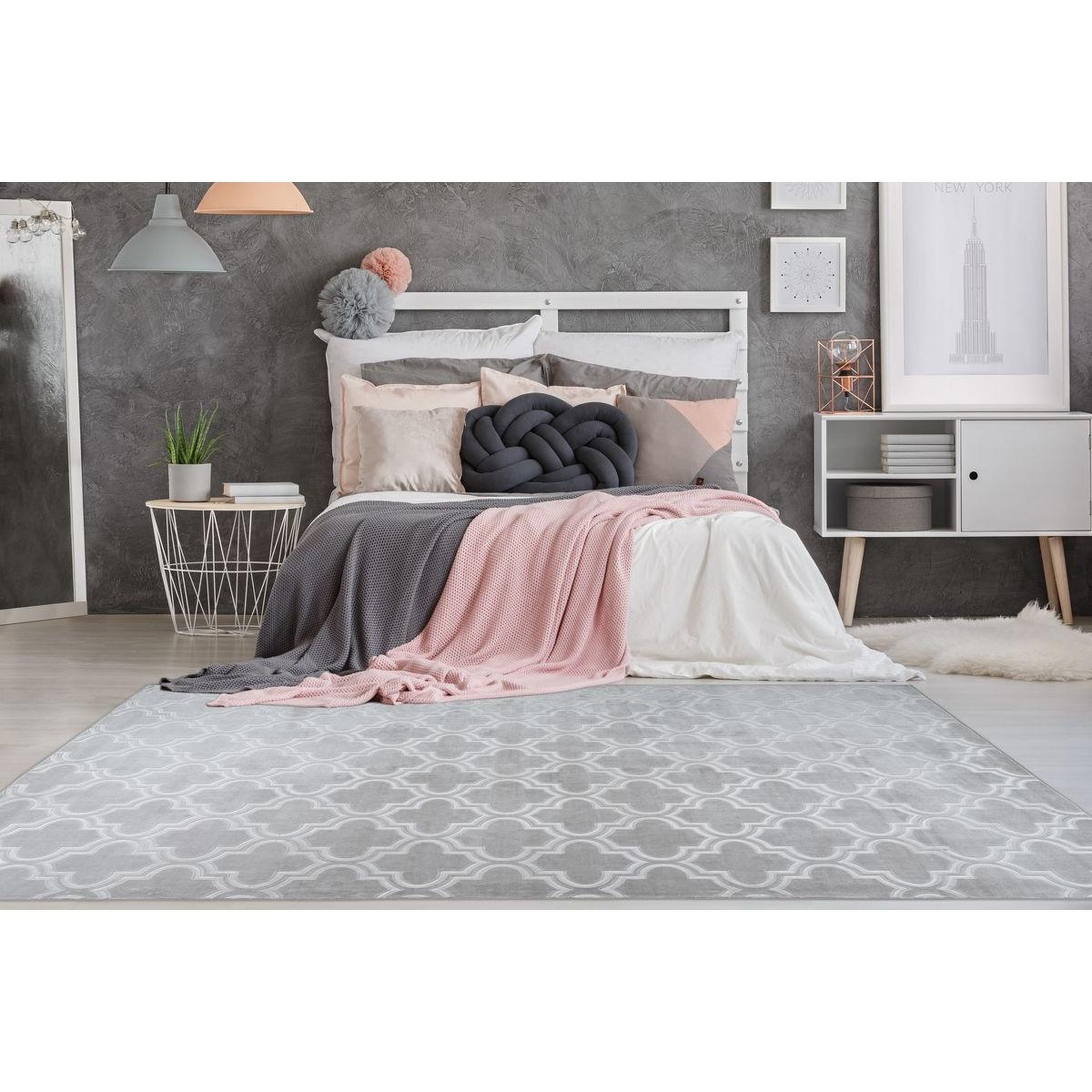 Voir la diapositive 2 : Paris Prix Tapis Vintage Fait Main  Monroe I  Gris Bleu