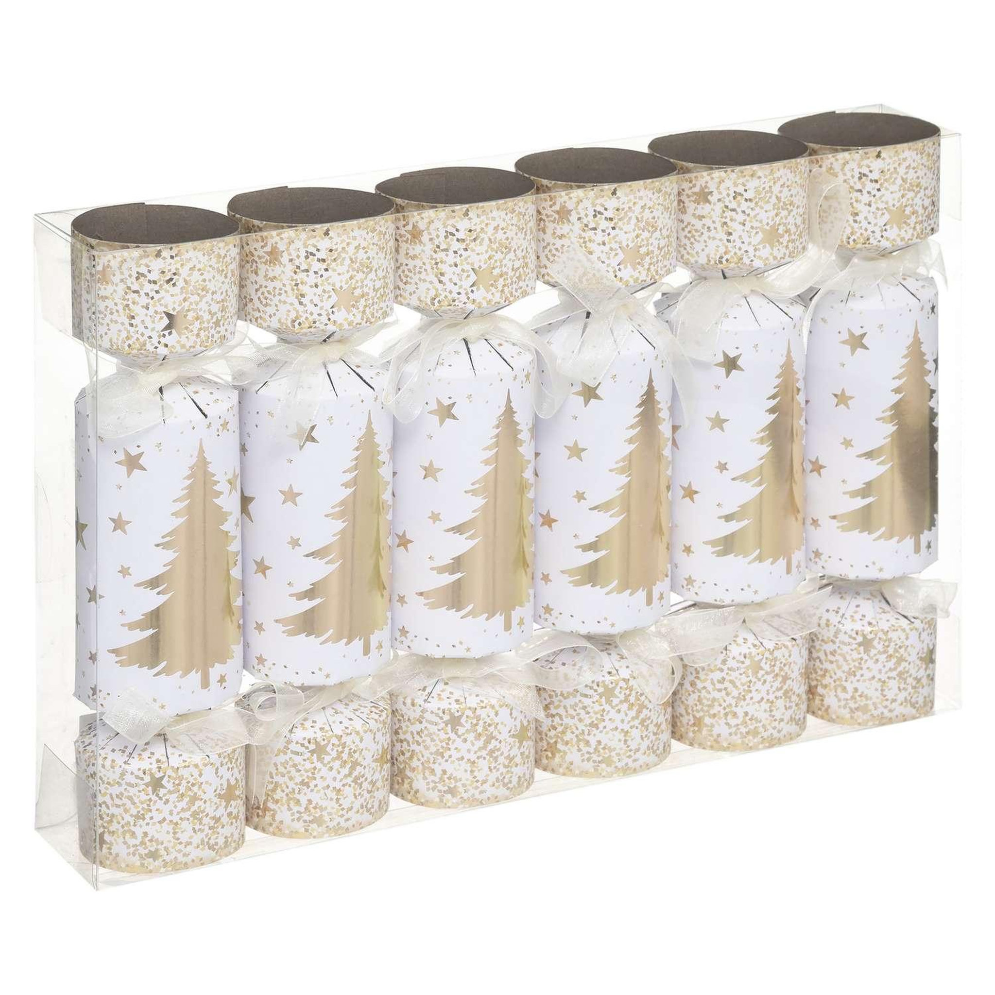 Voir la diapositive 3 : ATMOSPHERA Lot de 6 crackers imprimés sapin de noël