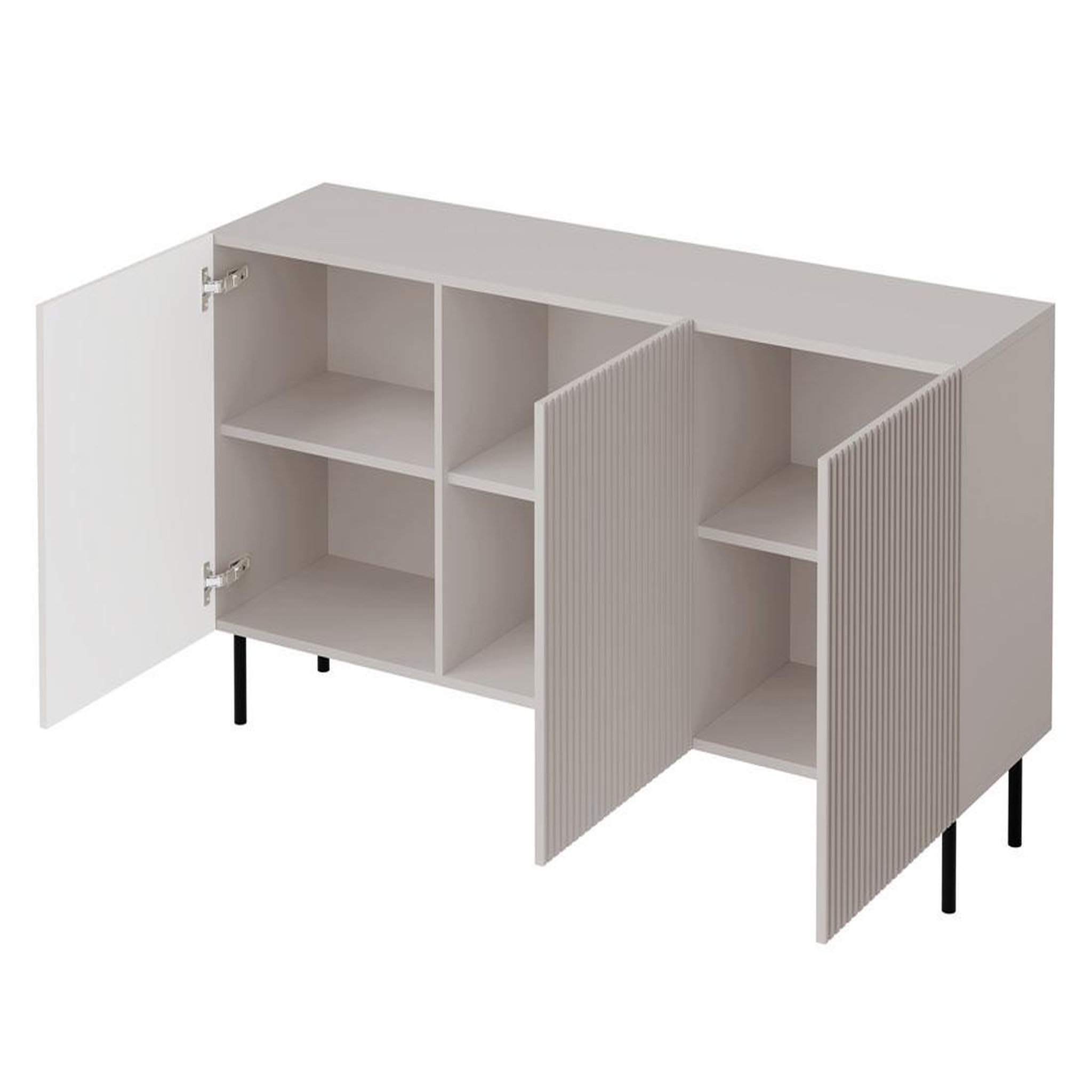 Voir la diapositive 5 : BEST MOBILIER Timote - buffet - écru - 3 portes - 156 cm