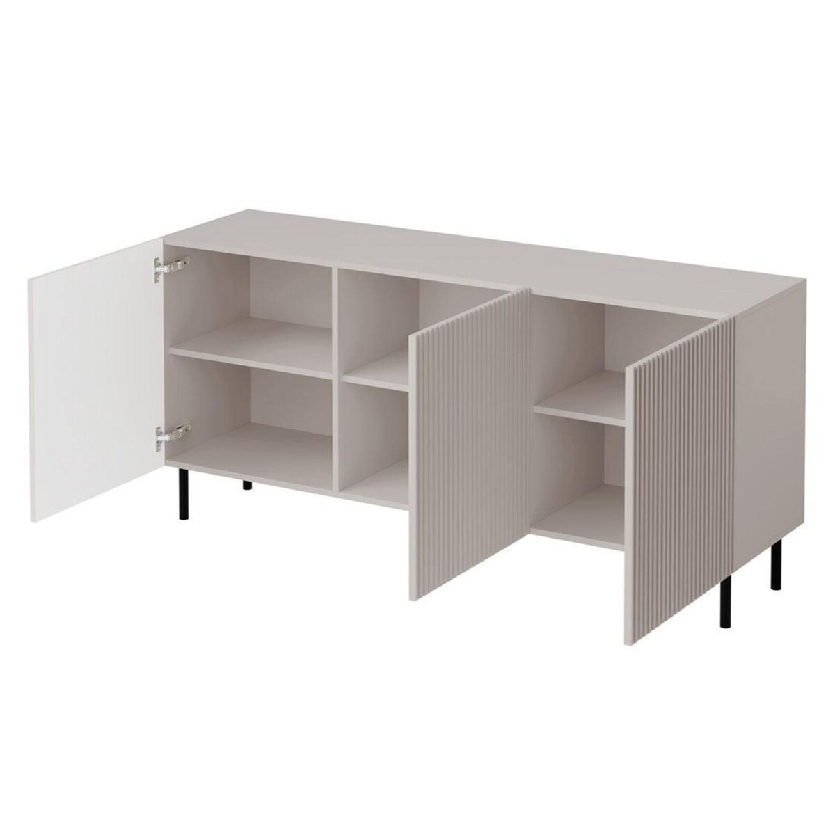 BEST MOBILIER Timote - buffet - écru - 3 portes - 156 cm