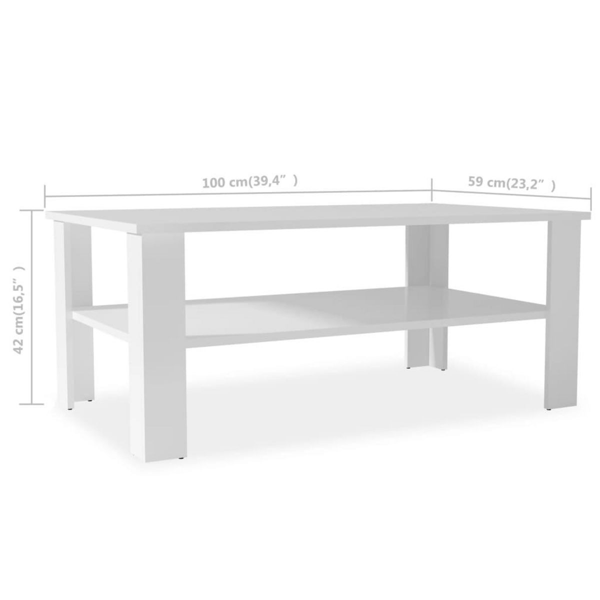 VIDAXL Table basse bois d'ingenierie 100x59x42 cm blanc