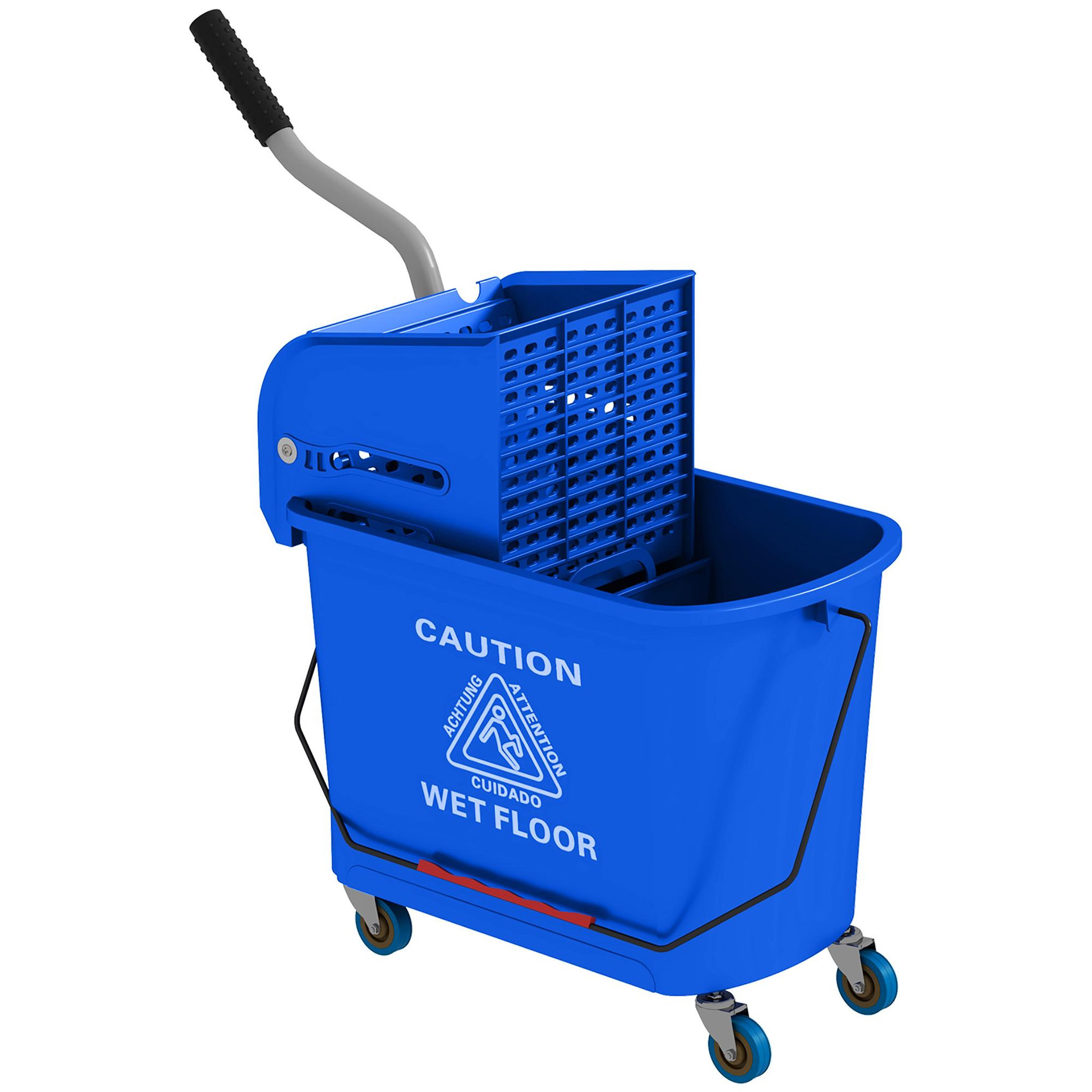 HOMCOM Chariot de nettoyage lavage seau de ménage 20 L avec essoreur et séparateur eau sale propre bleu