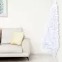 VIDAXL Demi-arbre de Noël artificiel pre-eclaire et boules blanc 210cm