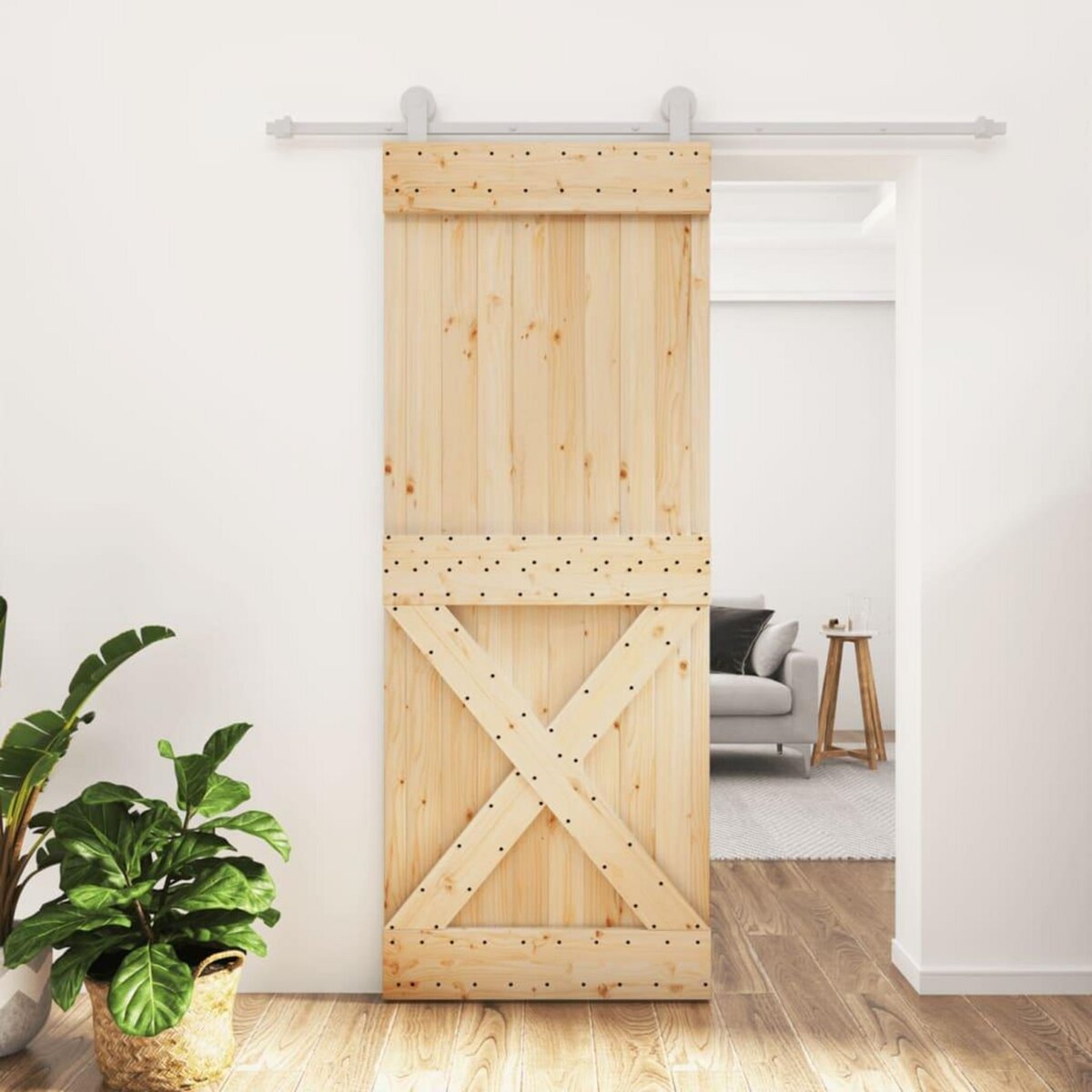 VIDAXL Porte coulissante et kit de quincaillerie 80x210 cm pin massif