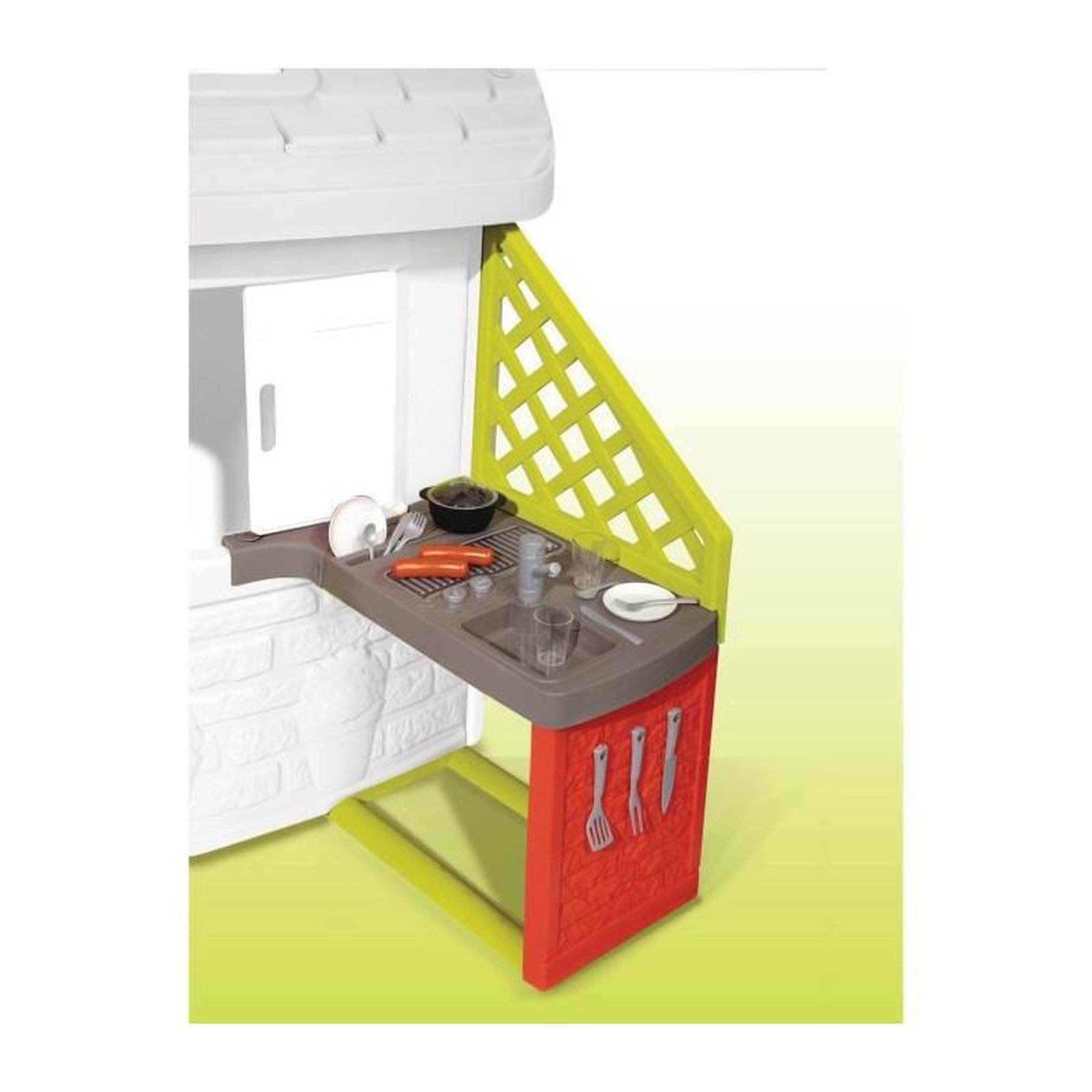 Voir la diapositive 3 : SMOBY SMOBY Table pique-nique adaptée aux maisons Smoby compatibles - 2 bancs - Anti-UV.