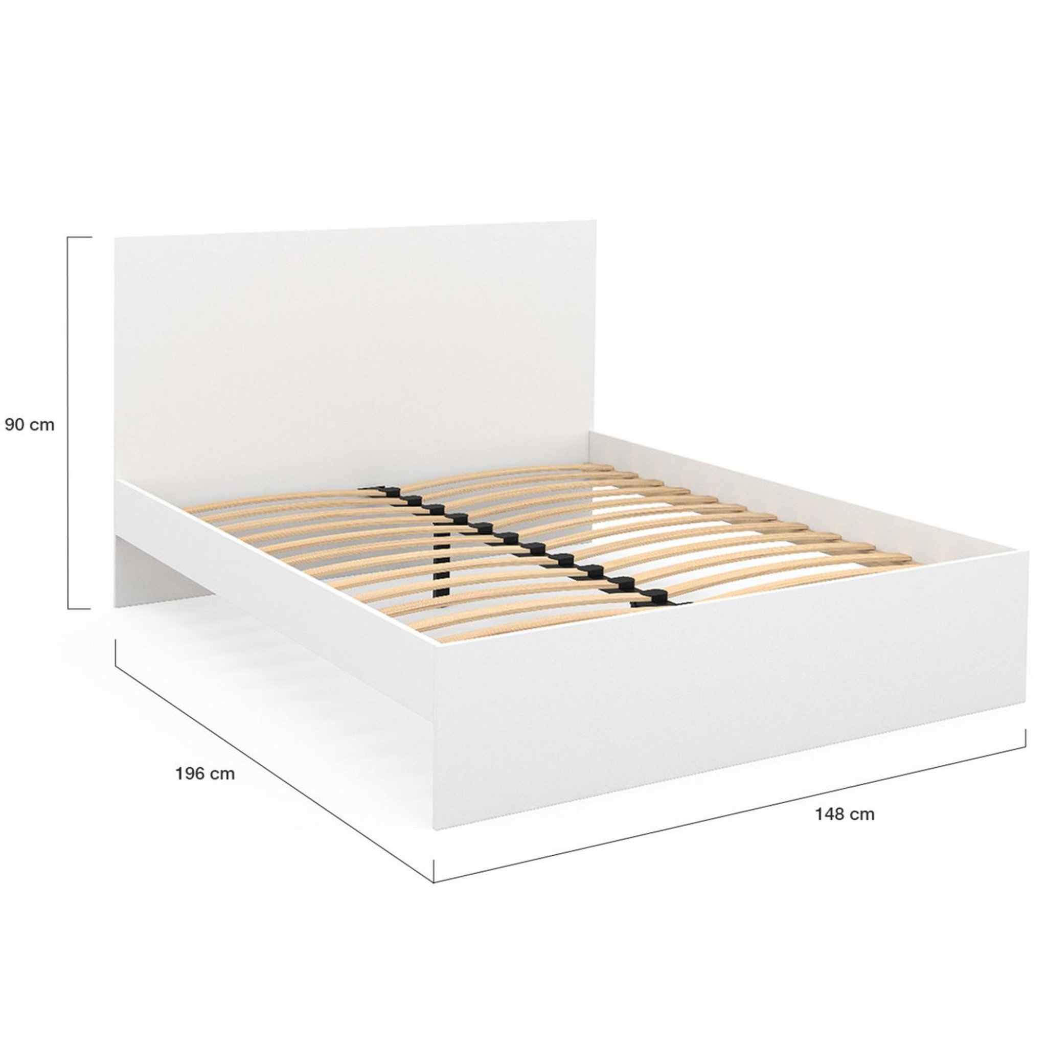 Voir la diapositive 4 : ID MARKET Lit double omaha avec tête de lit et sommier 140 x 190 cm blanc