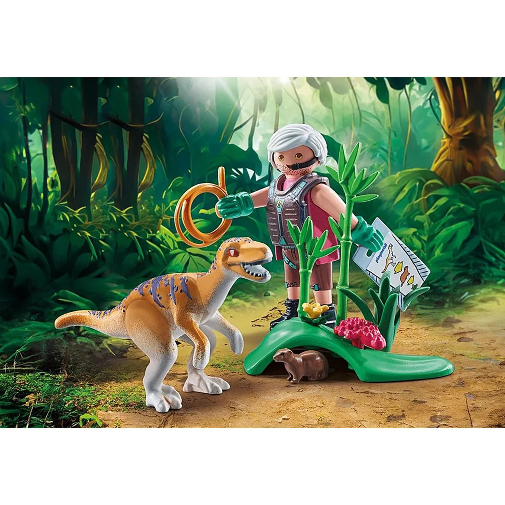Voir la diapositive 4 : PLAYMOBIL Vélociraptor, explorateur avec lasso et marmotte