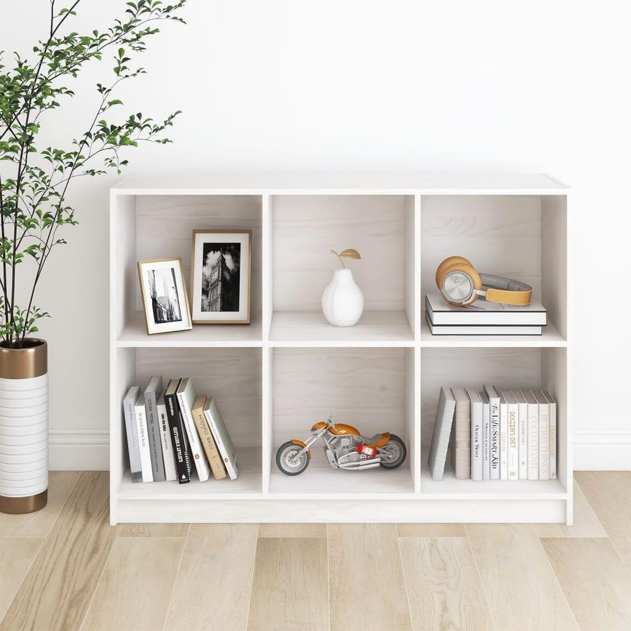 Voir la diapositive 1 : VIDAXL Bibliotheque Blanc 104x33x76 cm bois de pin massif