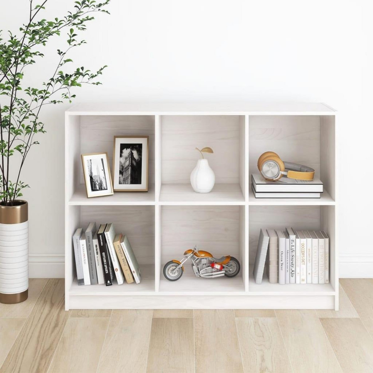 VIDAXL Bibliotheque Blanc 104x33x76 cm bois de pin massif
