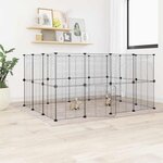 VIDAXL Cage animaux de compagnie a 28 panneaux et porte Noir 35x35 cm