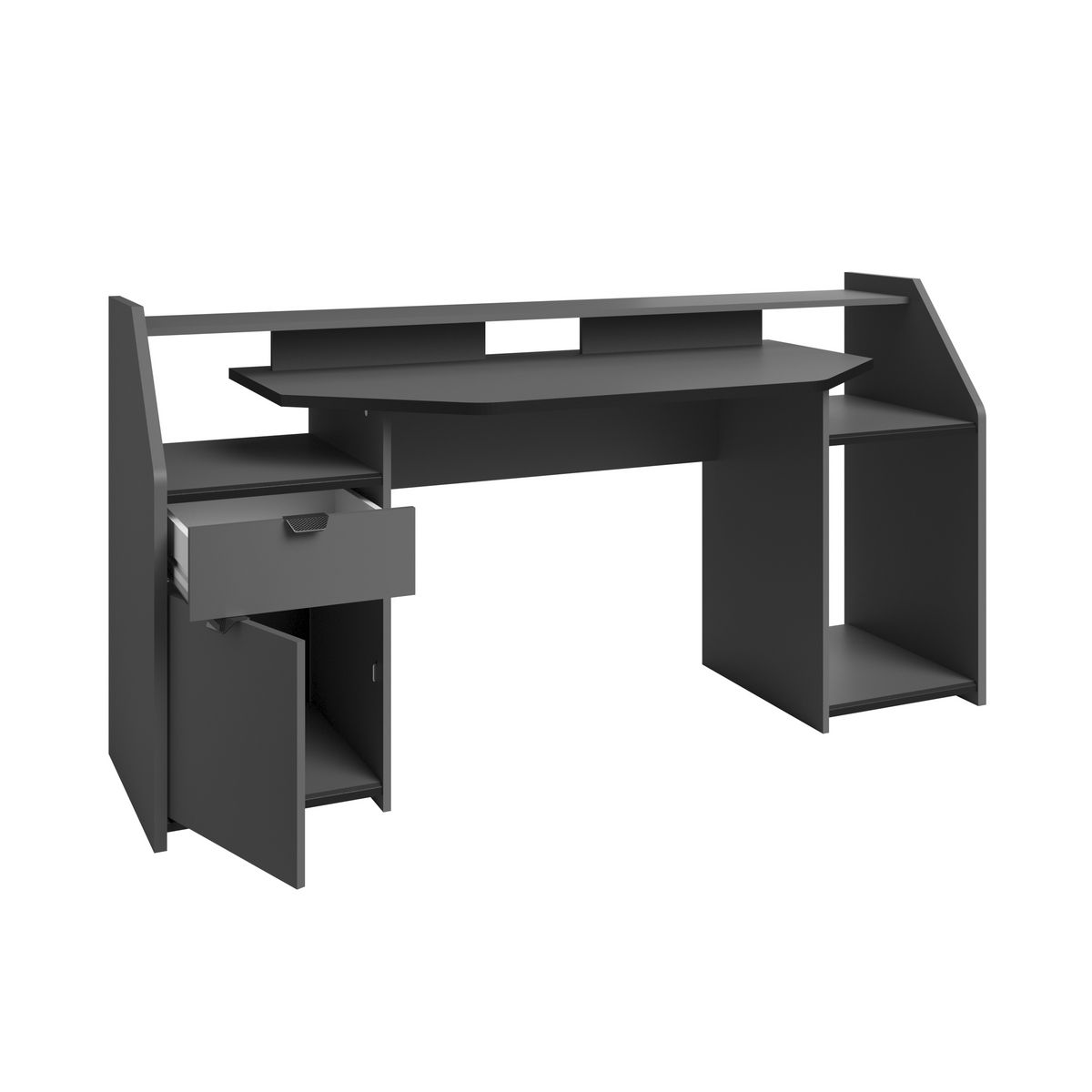 Bureau droit spécial gaming avec large plateau et leds L180cm GAMER