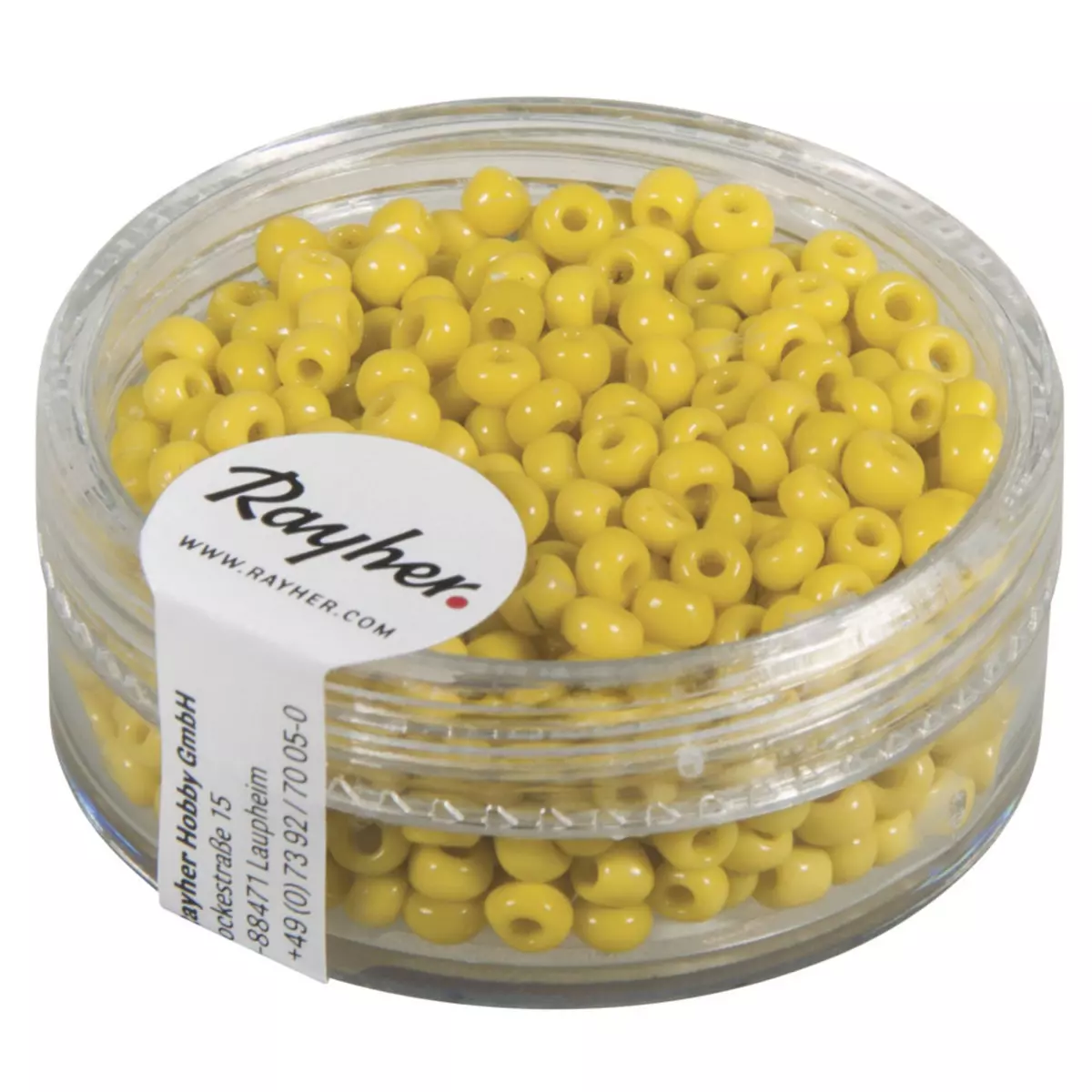 Rayher Rocailles, 2,6 mm ø, opaques, jaune, boîte 17 g