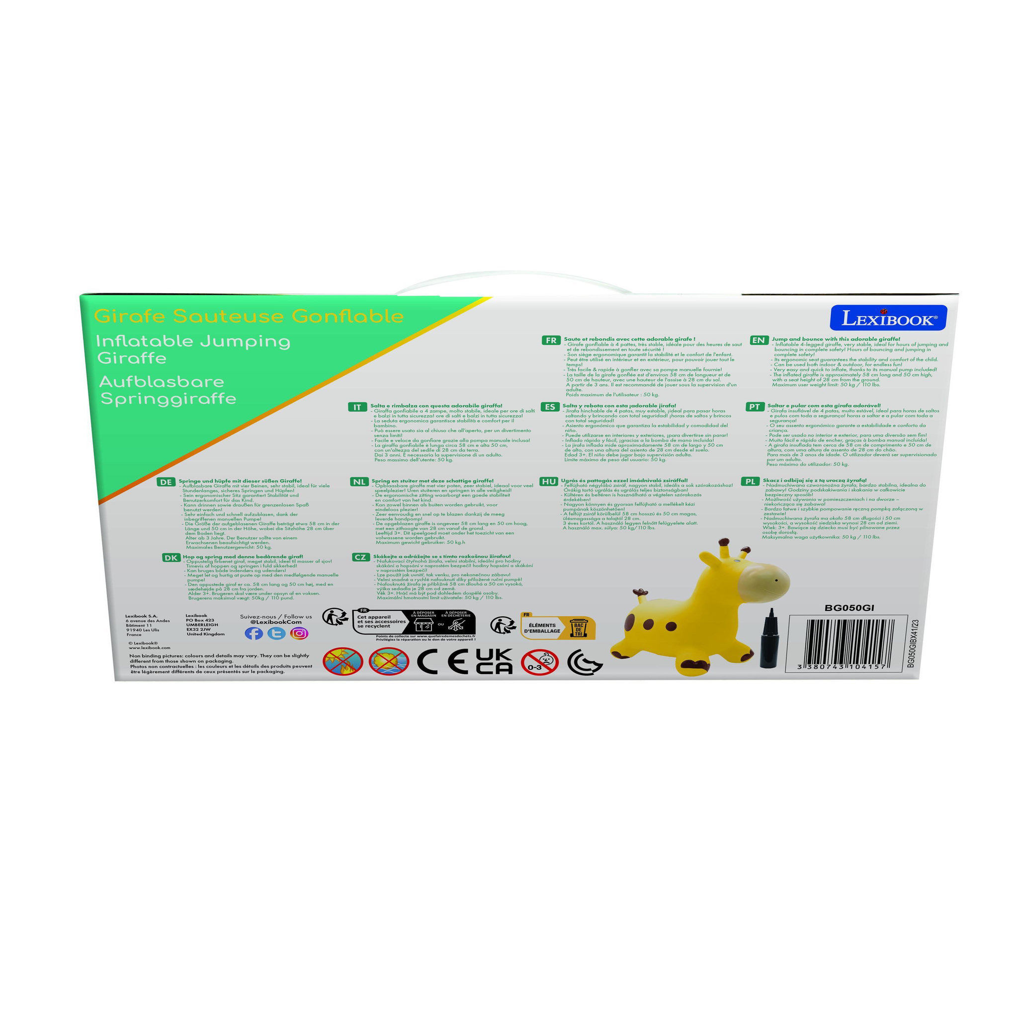 Voir la diapositive 4 : Lexibook Girafe sauteuse gonflable jaune