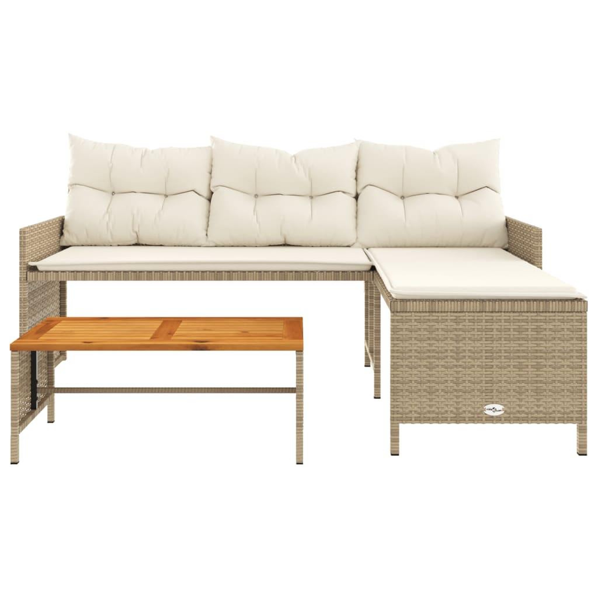 Voir la diapositive 5 : VIDAXL Canape de jardin avec table et coussins en forme de L beige