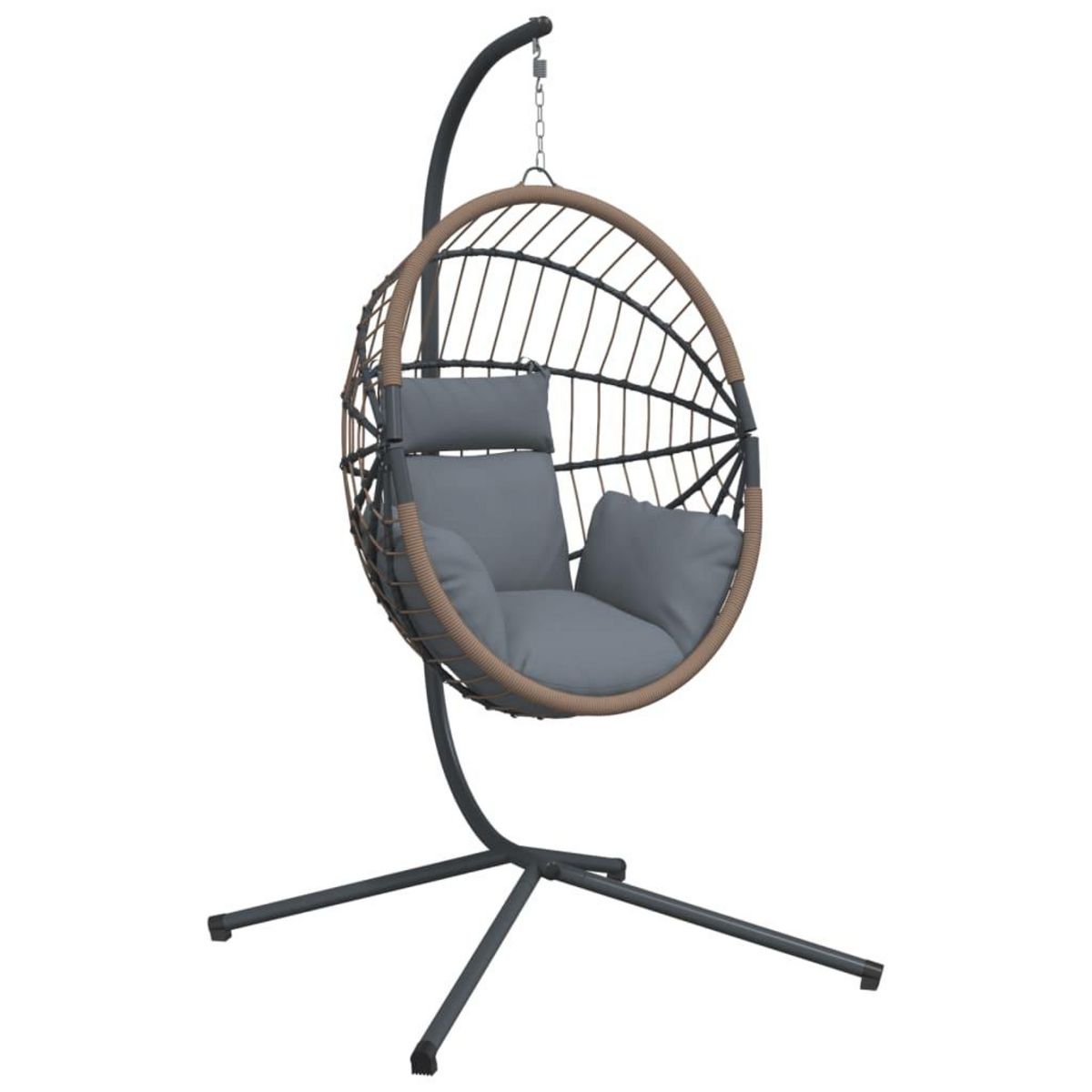 VIDAXL Chaise suspendue forme d'œuf et support gris clair rotin acier