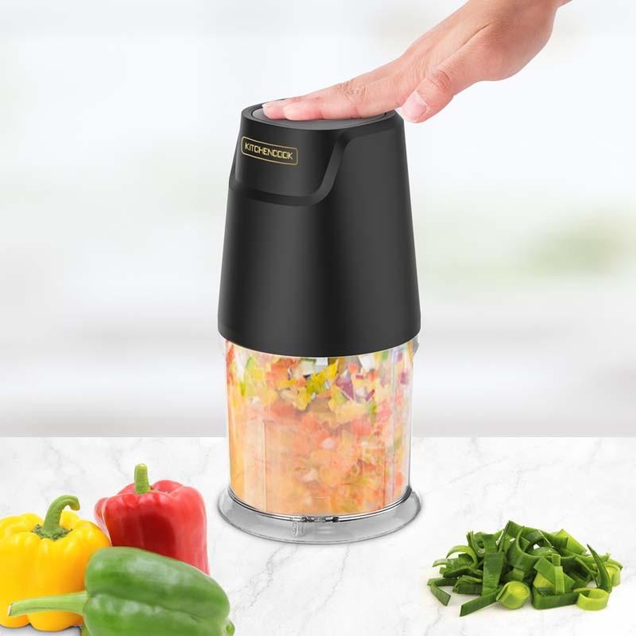 Voir la diapositive 3 : KITCHENCOOK Kitchencook - matt pod - noir - mini hachoir - 300 w - 2 lames inox
